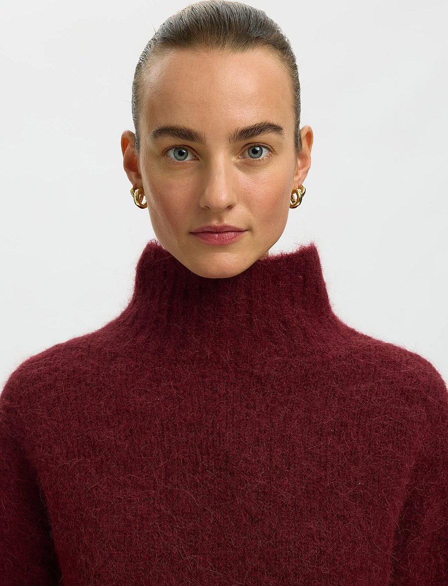 Selected - SLWGABRIELLA LS KNIT HIGH NECK NOOS - pullover - tawny port - 4