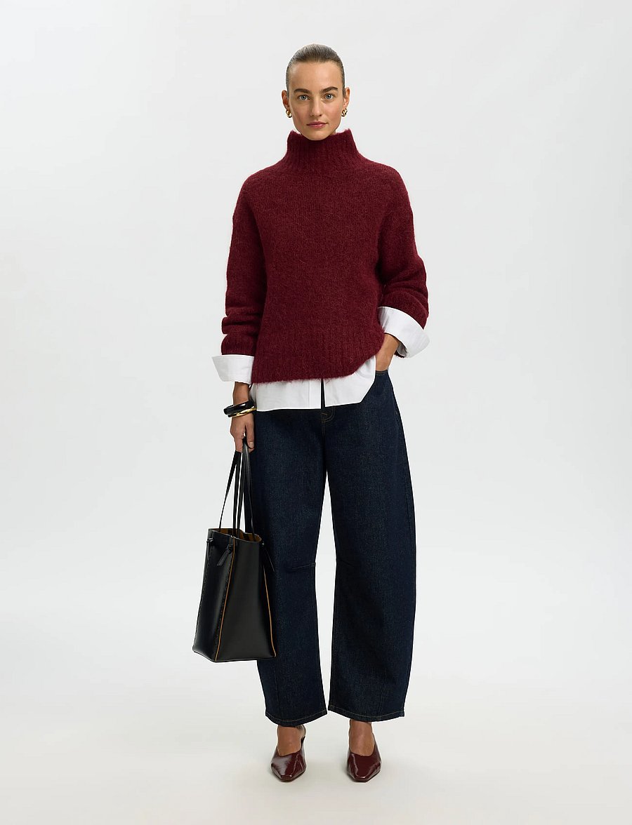 Selected - SLWGABRIELLA LS KNIT HIGH NECK NOOS - pullover - tawny port - 5