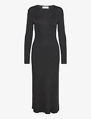 Selected Femme - SLFLURA LUREX LS KNIT DRESS - stickade klänningar - black - 0