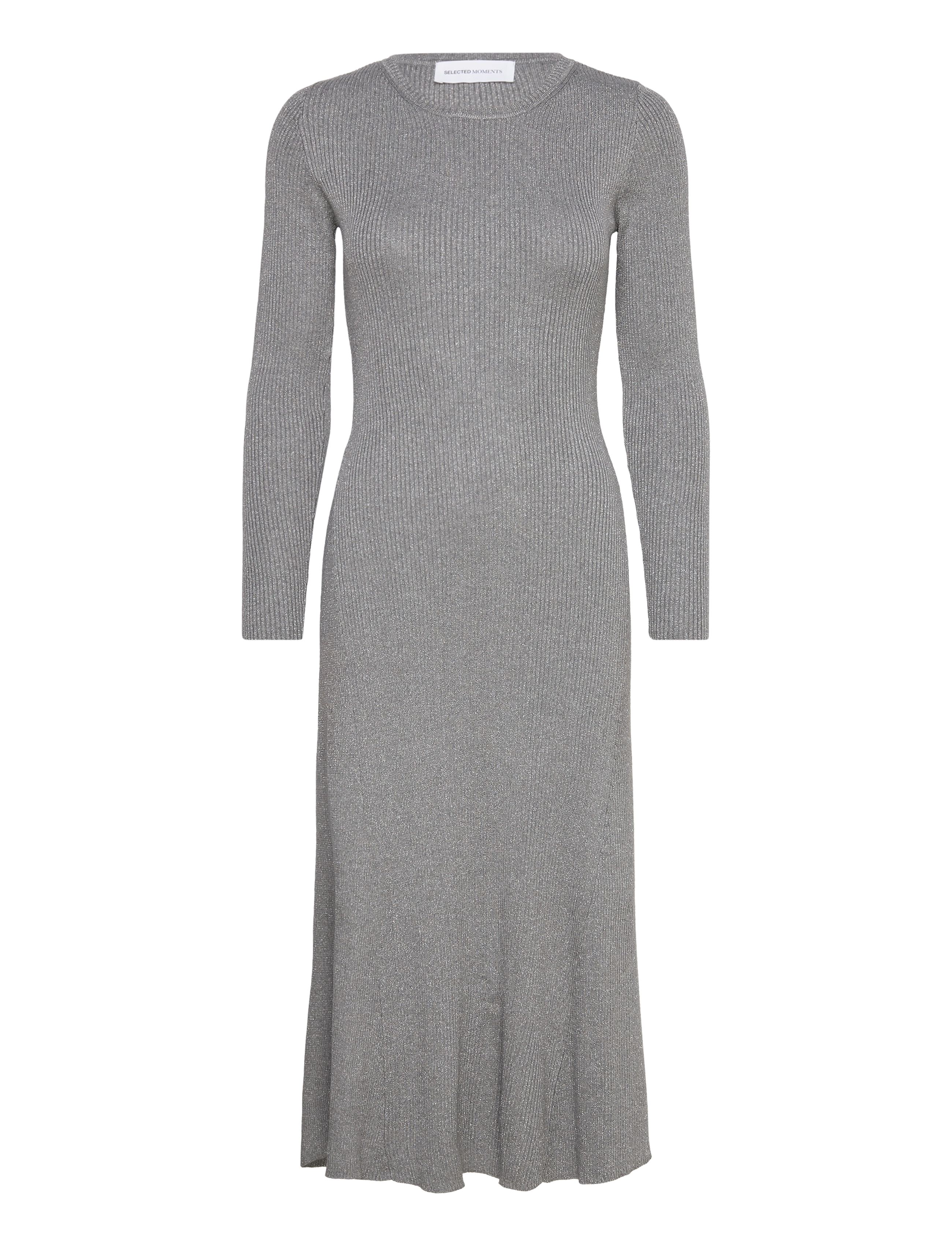 SELECTED Slflura Lurex Ls Knit Kleid Grau - L - Damen