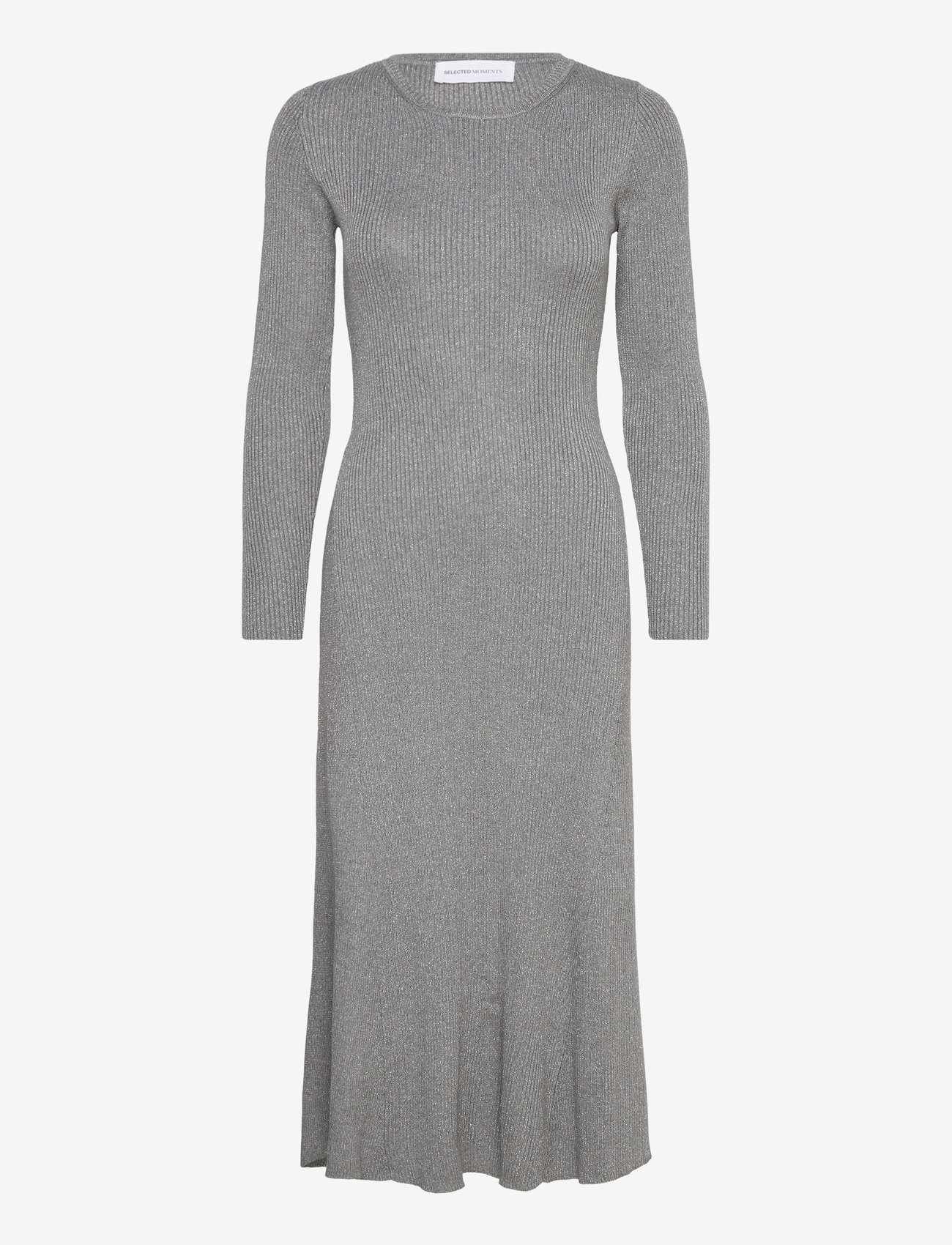 Selected - SLFLURA LUREX LS KNIT DRESS - strikkjoler - medium grey melange - 1