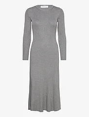 Selected Femme - SLFLURA LUREX LS KNIT DRESS - maxi dresses - medium grey melange - 0