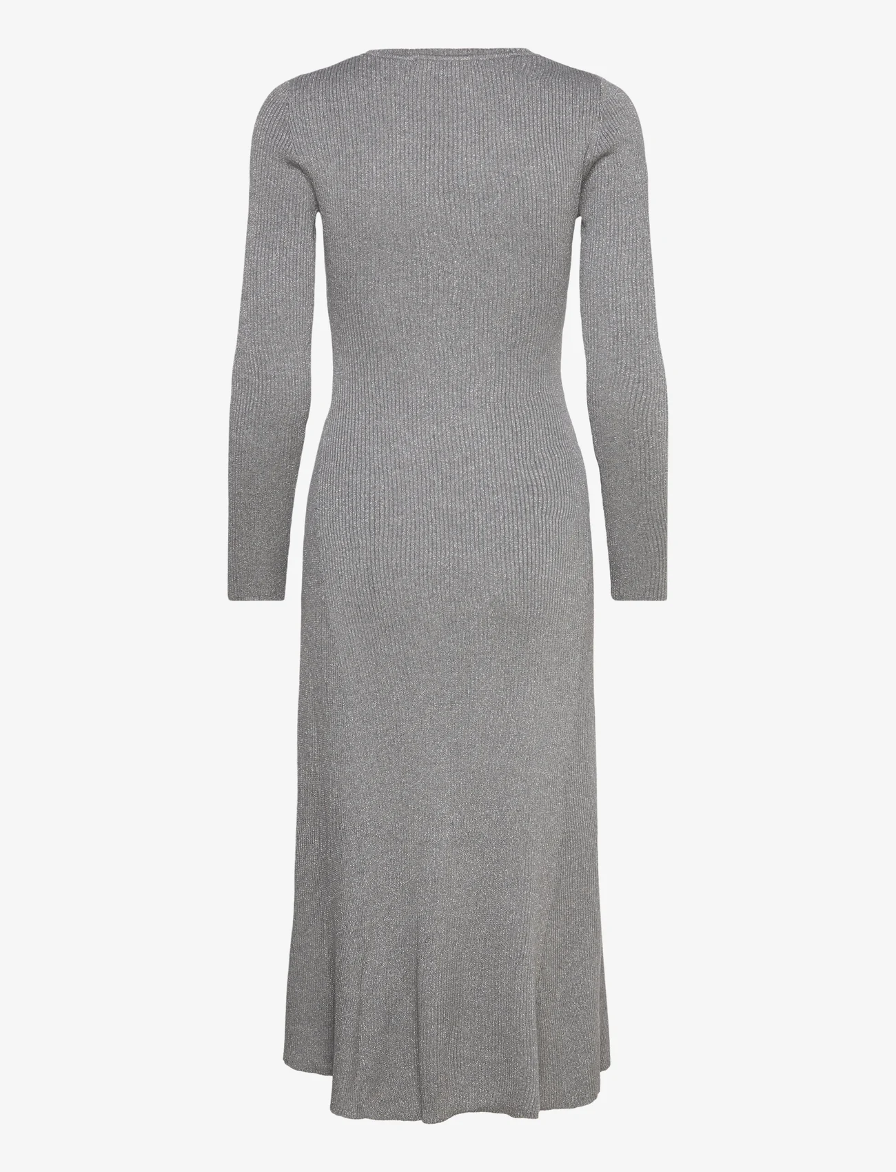 Selected Femme - SLFLURA LUREX LS KNIT DRESS - maxi dresses - medium grey melange - 1