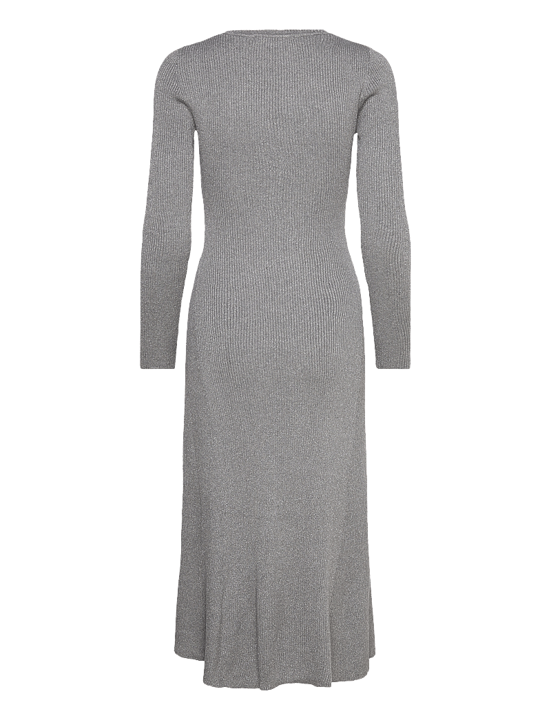Selected - SLFLURA LUREX LS KNIT DRESS - strikkjoler - medium grey melange - 2