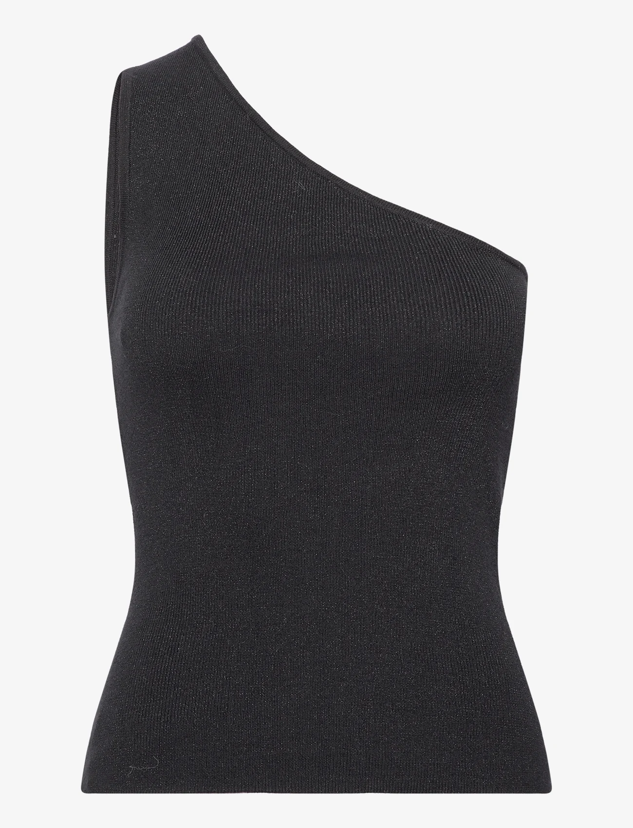 Selected Femme - SLFLURA LUREX ONE SHOULDER KNIT TOP - t-shirts & topper - black - 0