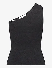 Selected Femme - SLFLURA LUREX ONE SHOULDER KNIT TOP - t-shirts & topper - black - 1