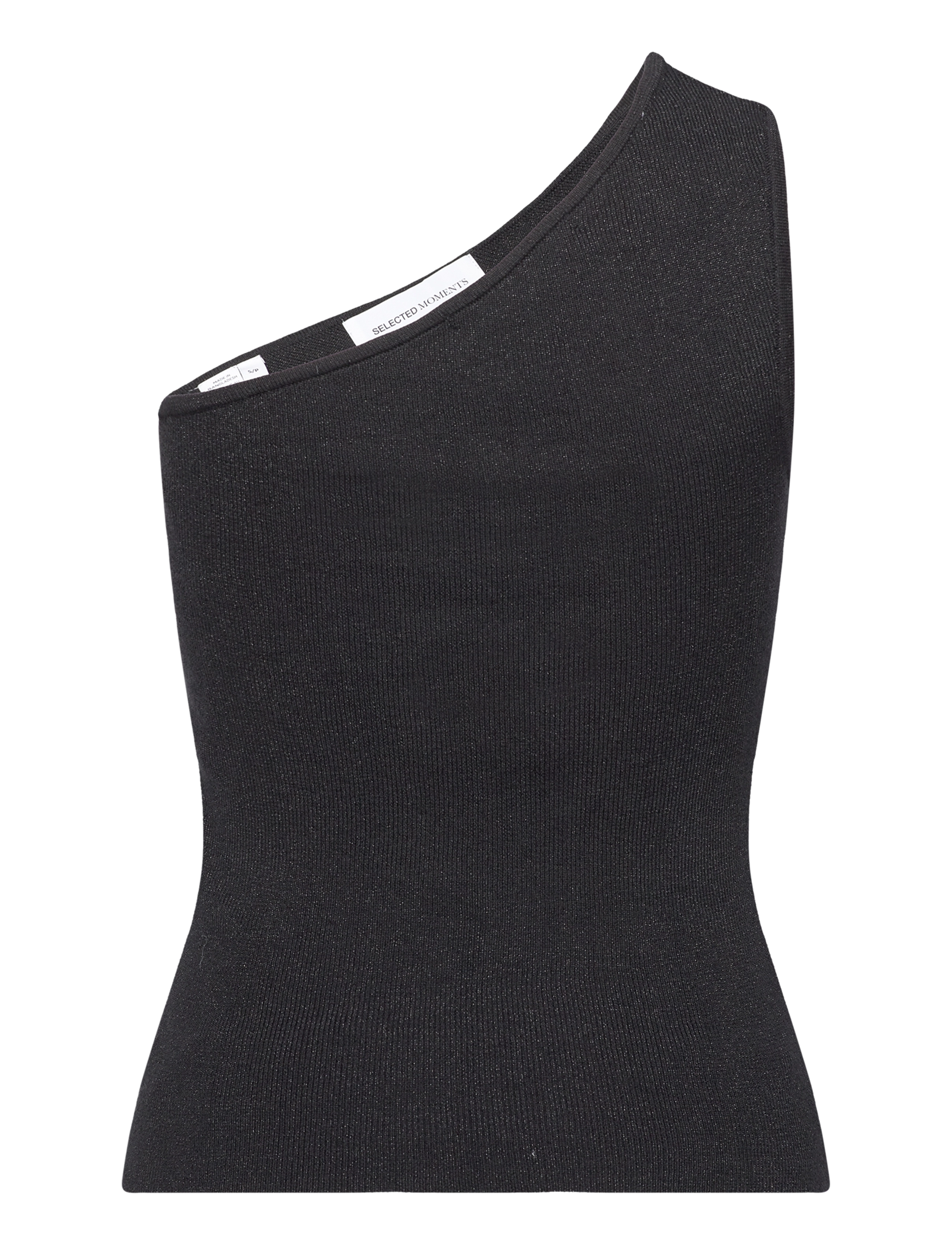 Selected - SLFLURA LUREX ONE SHOULDER KNIT TOP - laveste priser - black - 1