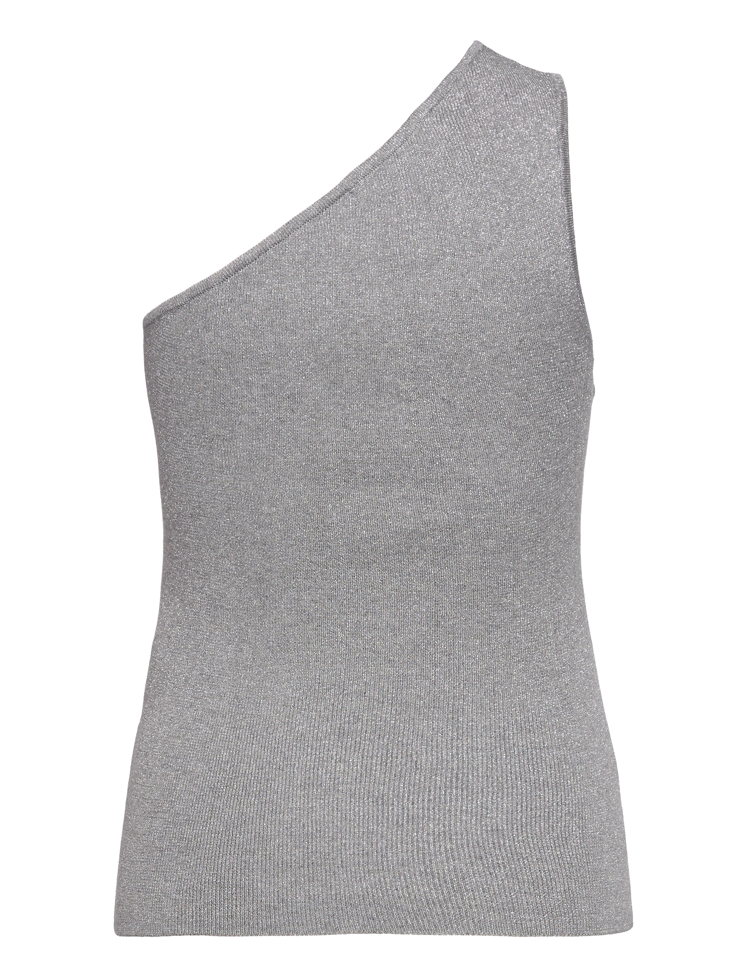Selected - SLFLURA LUREX ONE SHOULDER KNIT TOP - Ärmellose tops - medium grey melange - 2
