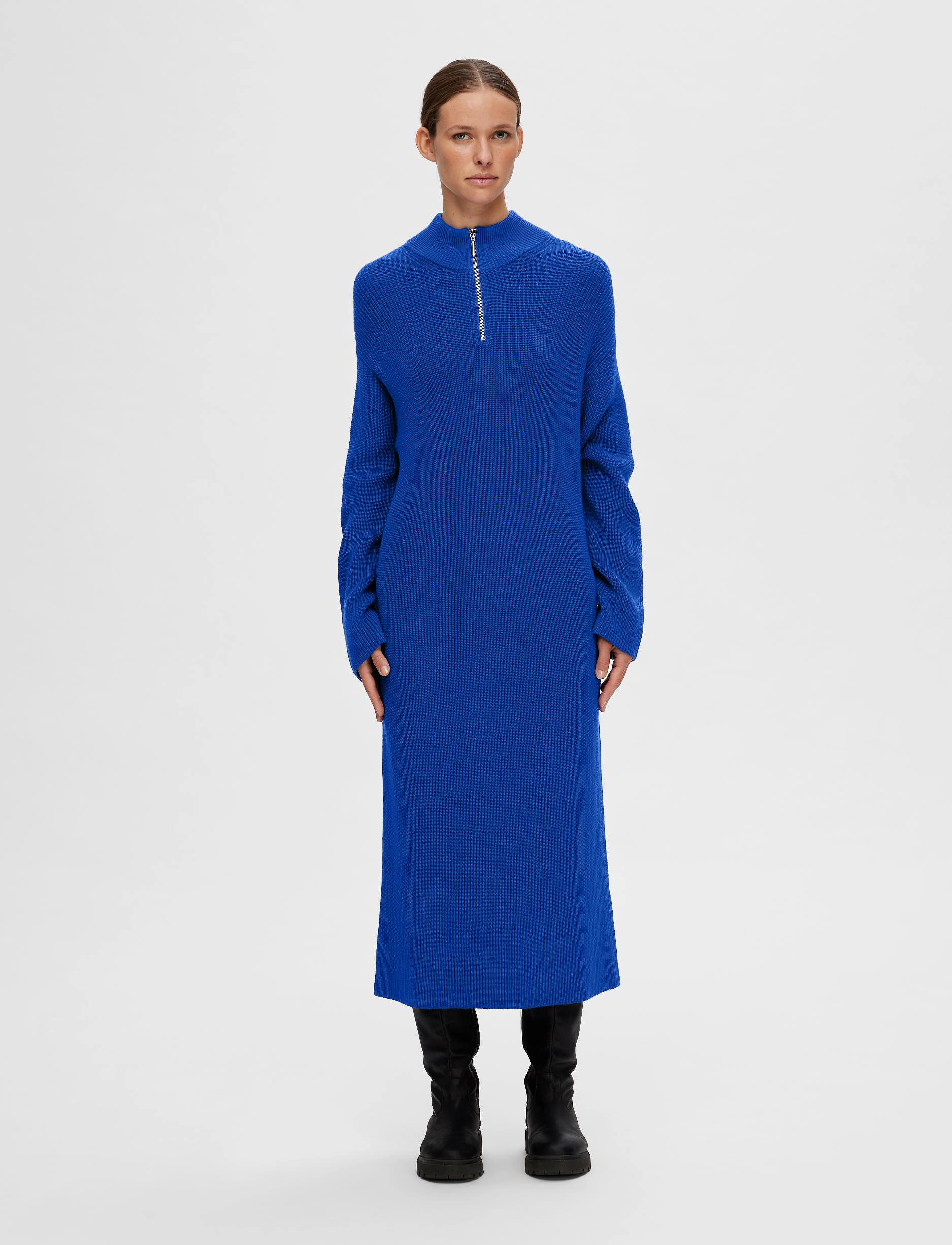 Selected - SLFKAMMA HALF ZIP LS KNIT DRESS CAMP - strickkleider - surf the web - 4