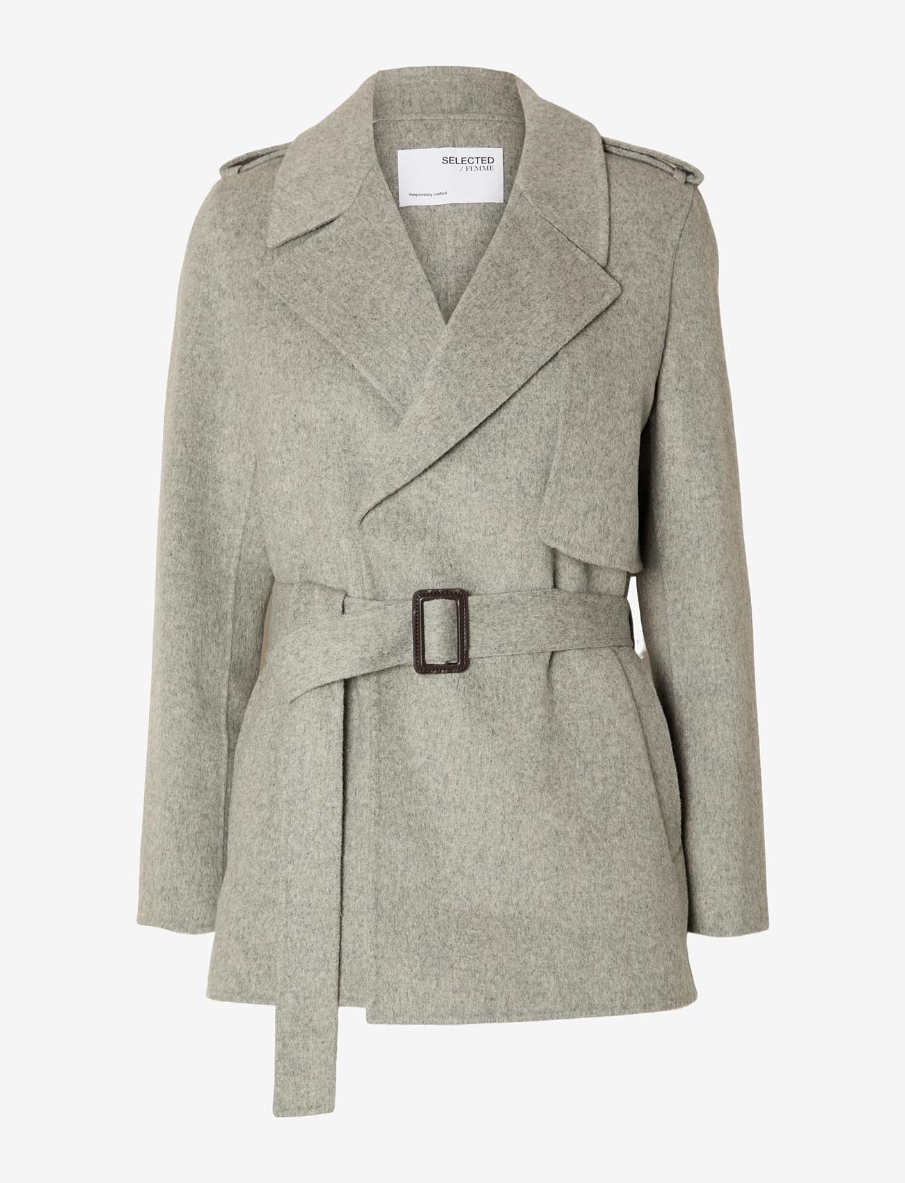 Selected Femme - SLFNEW TANA SHORT HANDMADE JACKET B - winter jacket - light grey melange - 0