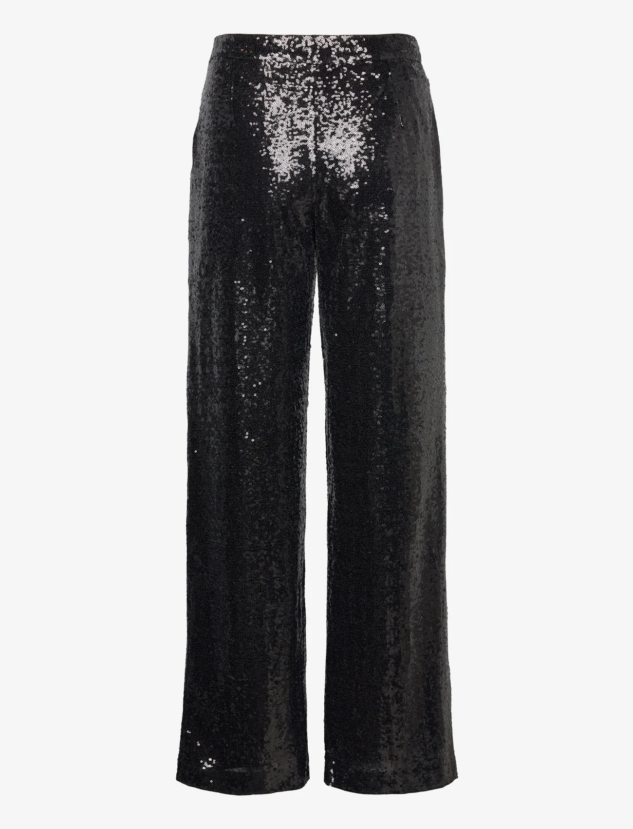 Selected Femme - SLFALAIA HW LONG SEQUINS PANT B - bukser med brede ben - black - 1