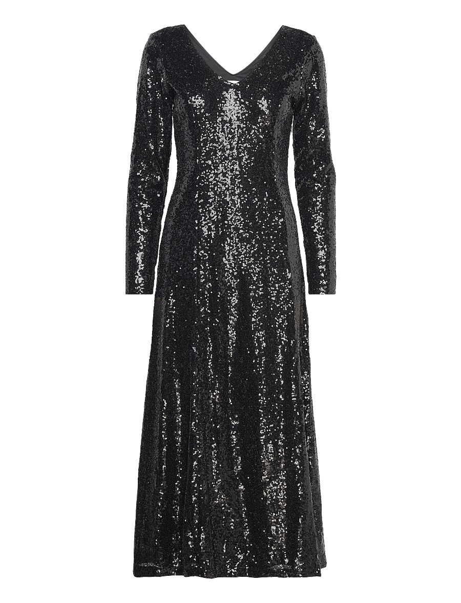 Selected - SLFALAIA LS MIDI SEQUINS DRESS B - pailletkjoler - black - 1