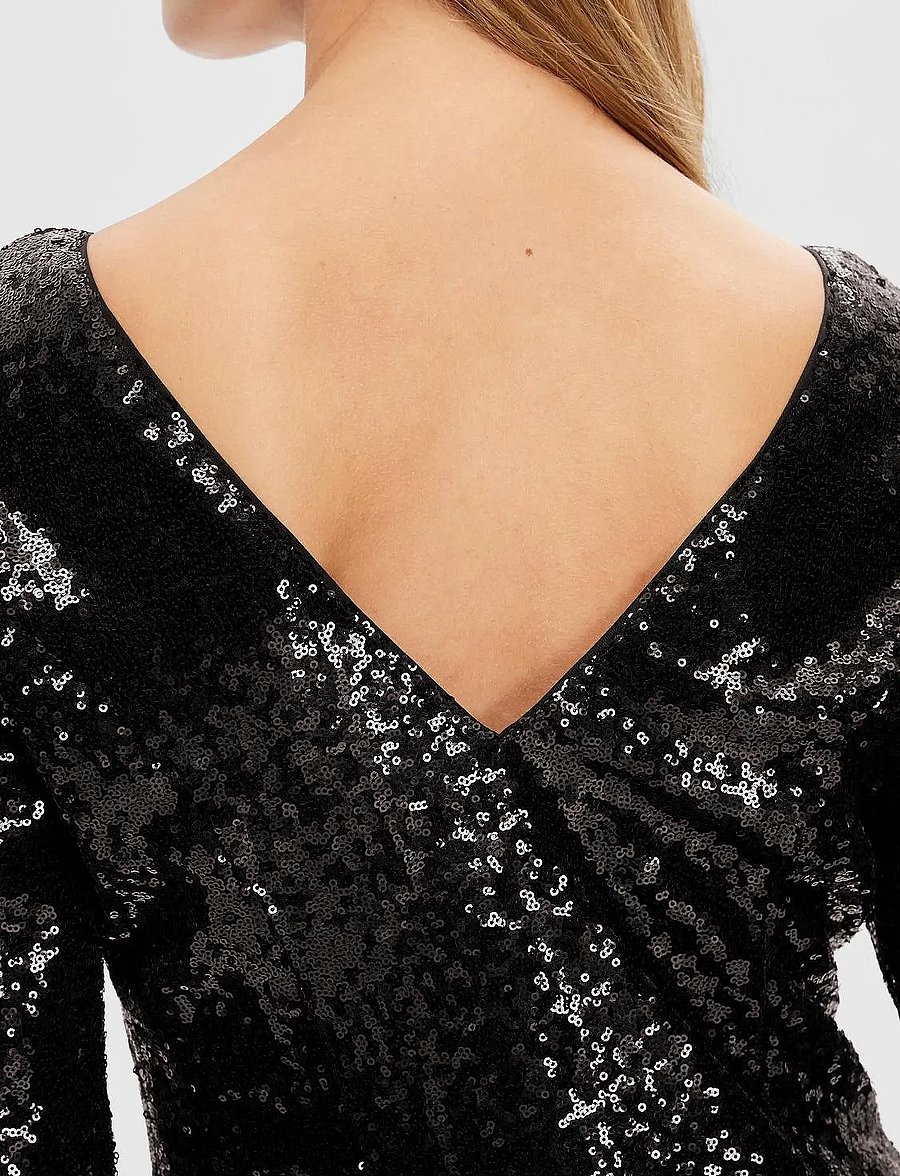 Selected - SLFALAIA LS MIDI SEQUINS DRESS B - pailletkjoler - black - 5