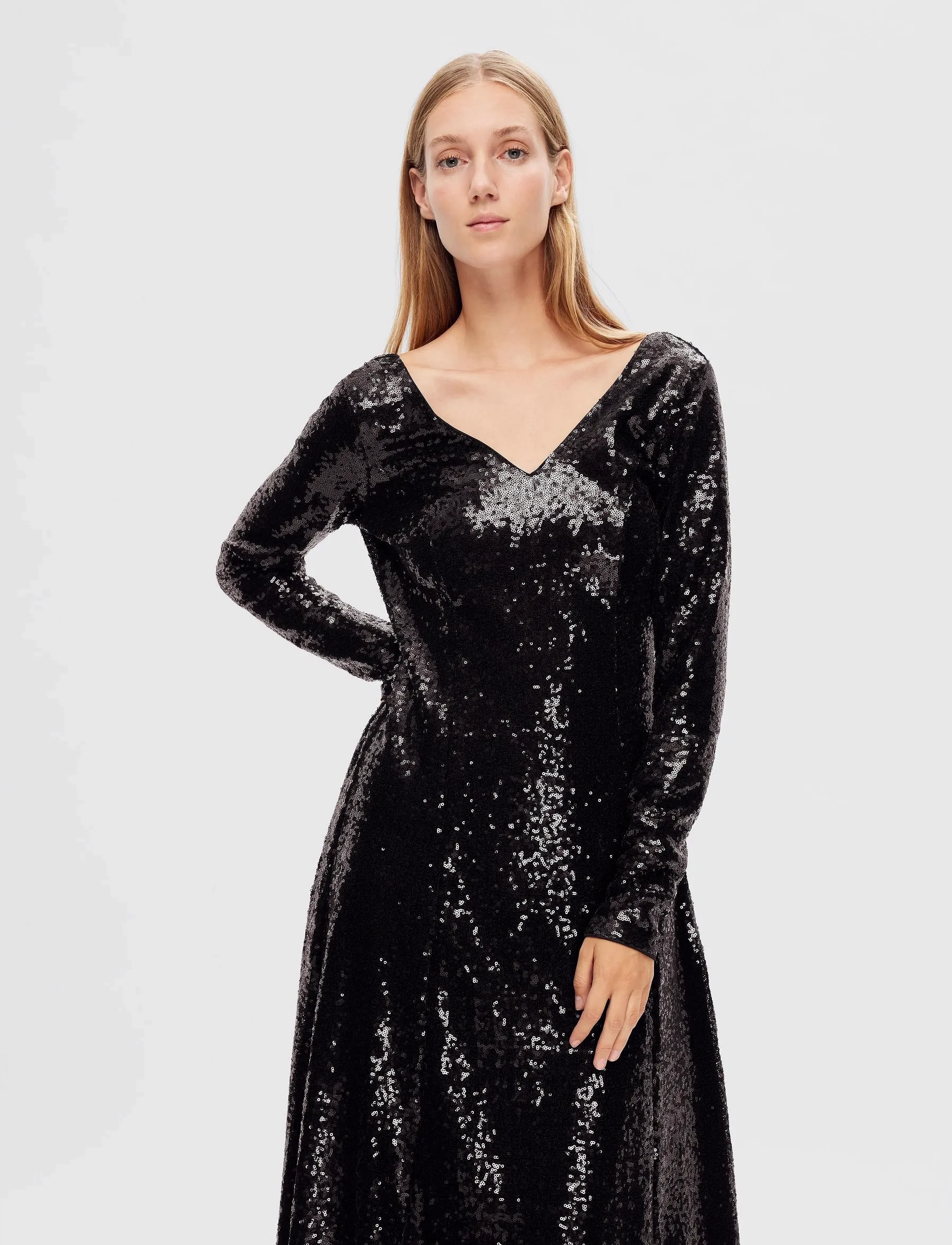 SELECTED Slfalaia Ls Midi Sequins Dress B midiklänningar dam – bild 6