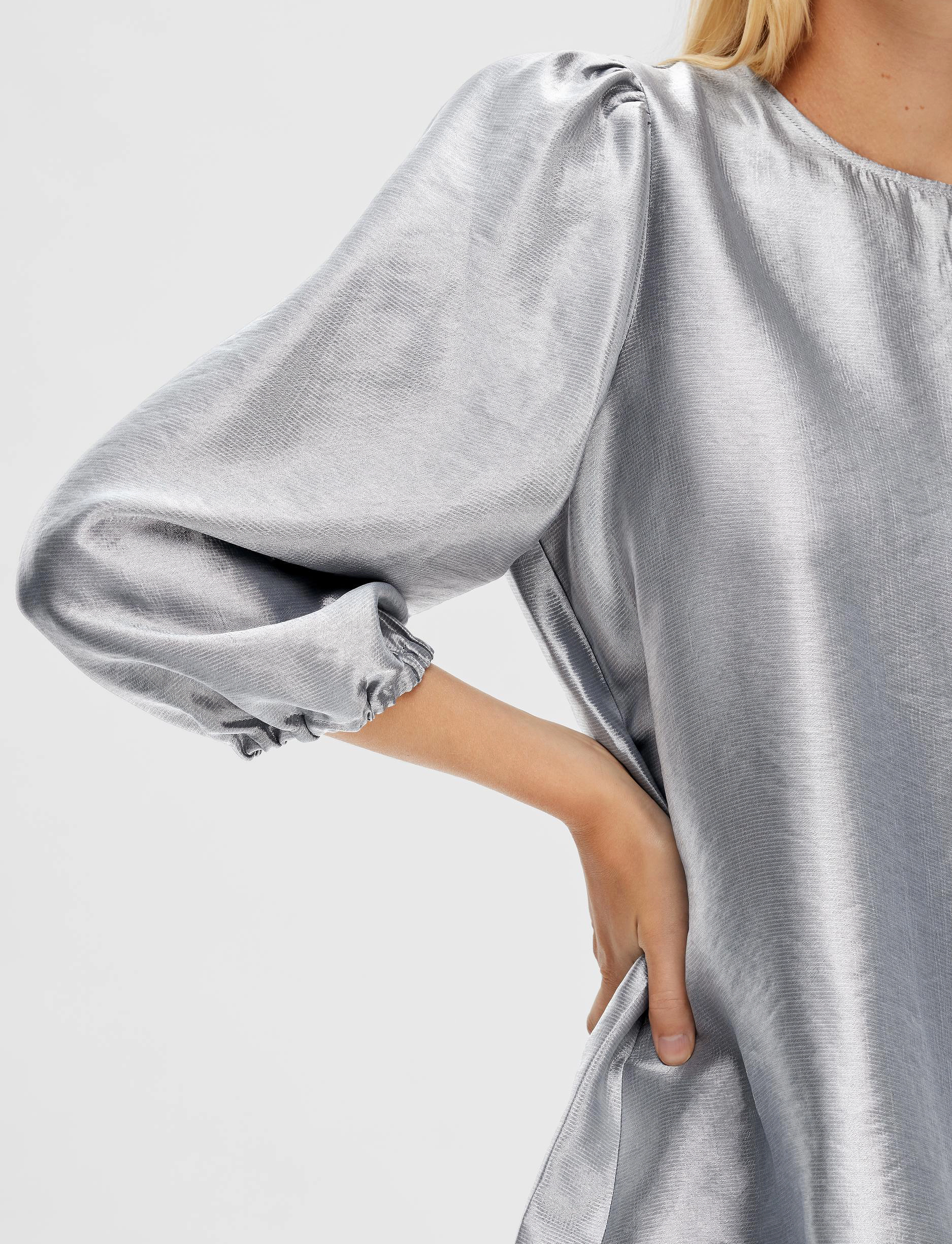 Selected - SLFSILVA 3/4 TOP B - langærmede bluser - silver - 5