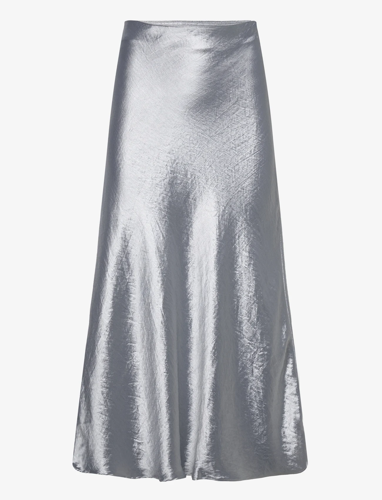 Selected Femme - SLFSILVA-LENA HW MIDI SKIRT B - satin skirts - silver - 0