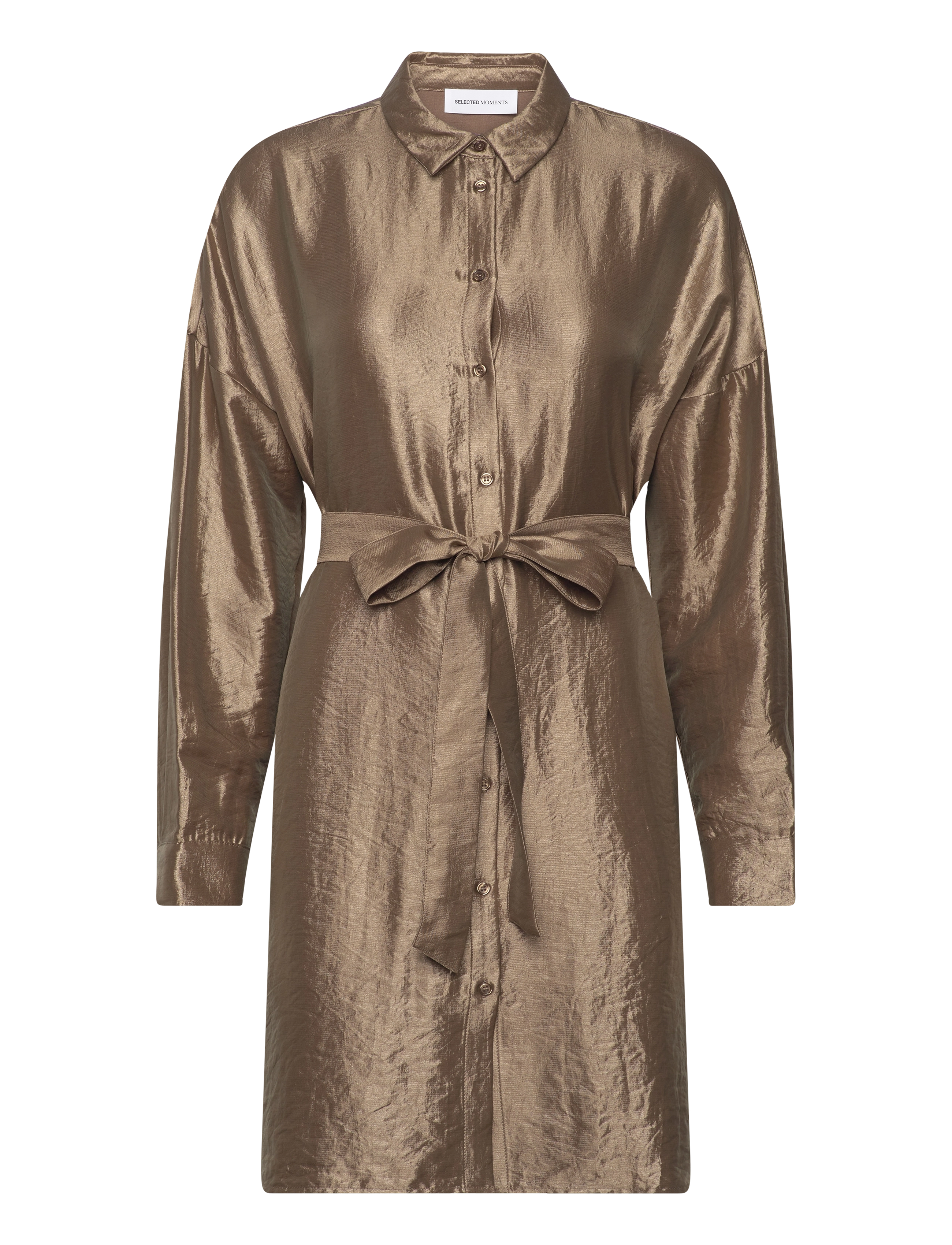 Selected SLFSILVA-TONIA LS SHIRT DRESS B - Riided - GOLD COLOUR / gold