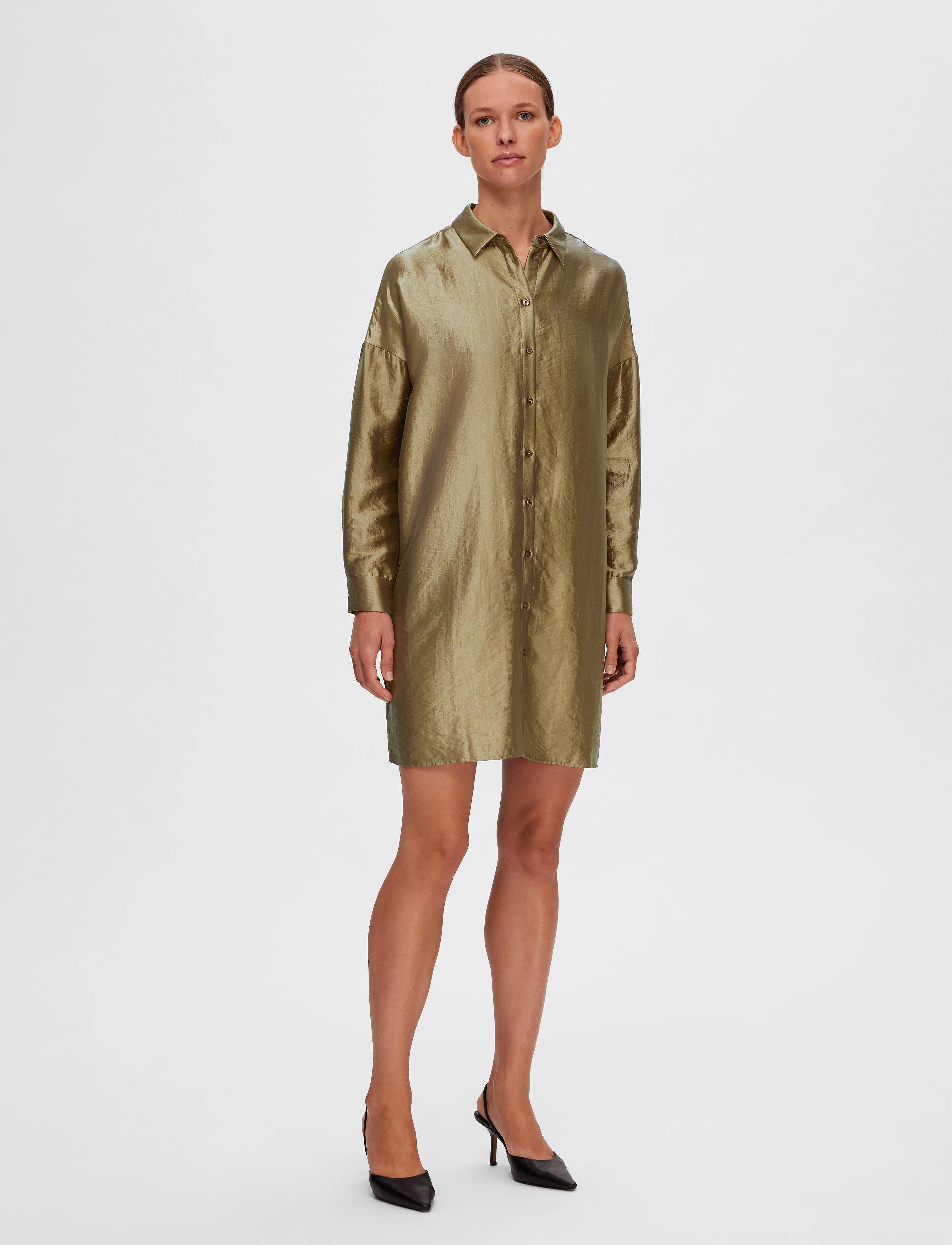 Selected - SLFSILVA-TONIA LS SHIRT DRESS B - hemdkleider - gold colour - 5