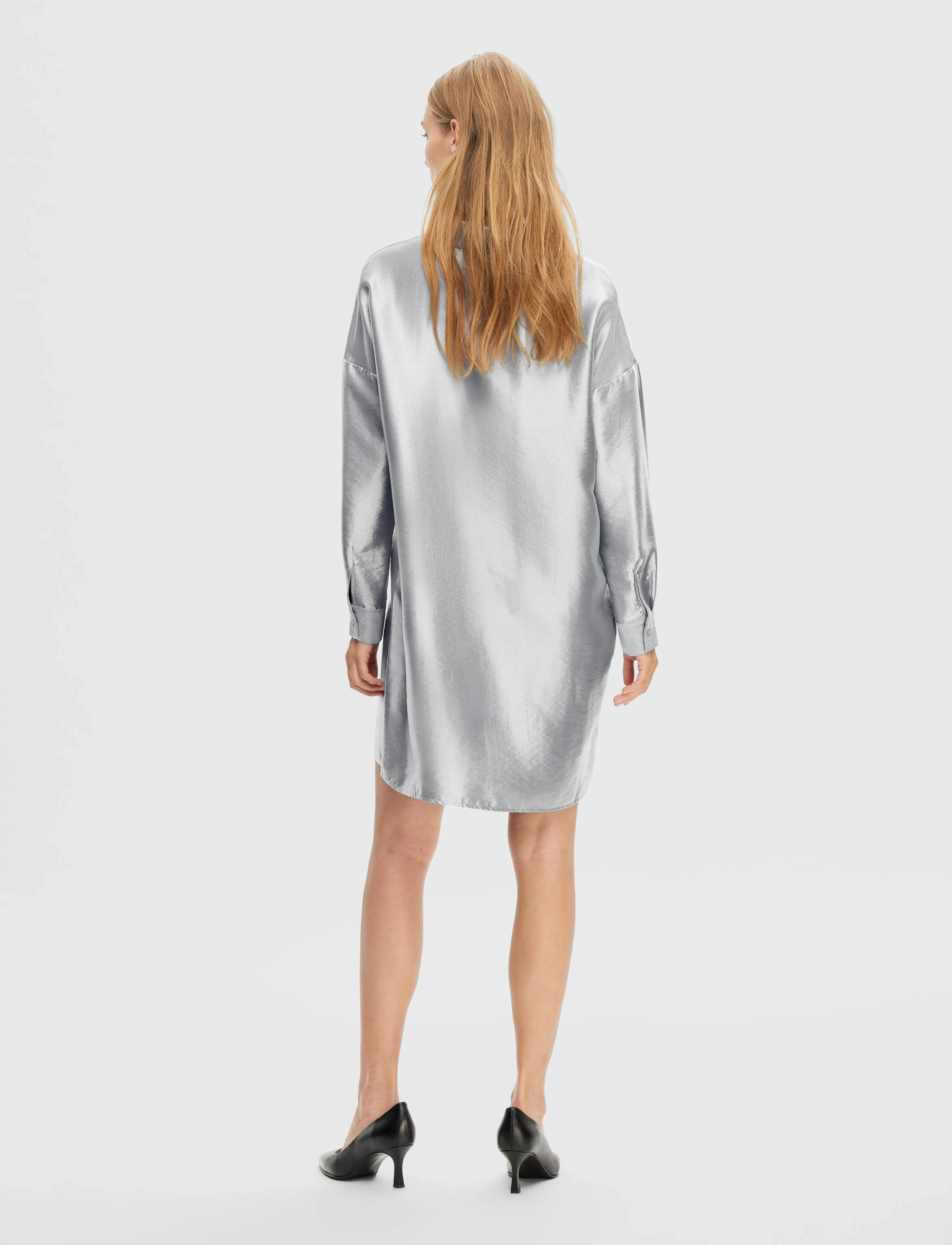 Selected - SLFSILVA-TONIA LS SHIRT DRESS B - hemdkleider - silver - 4