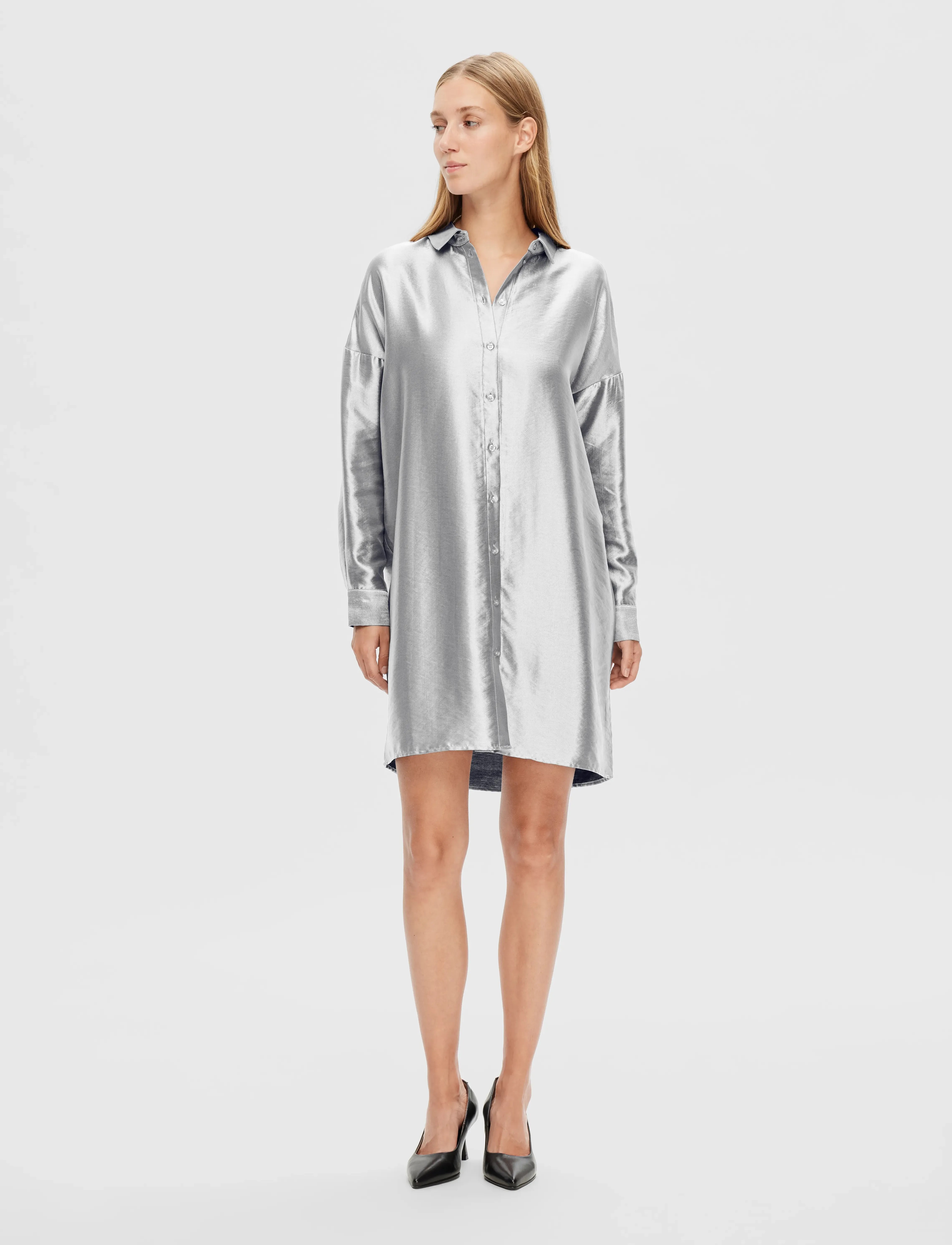 Selected - SLFSILVA-TONIA LS SHIRT DRESS B - hemdkleider - silver - 5