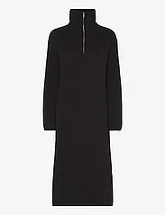 Selected Femme - SLFBLOOMIE LS KNIT DRESS HALF ZIP - strickkleider - black - 0