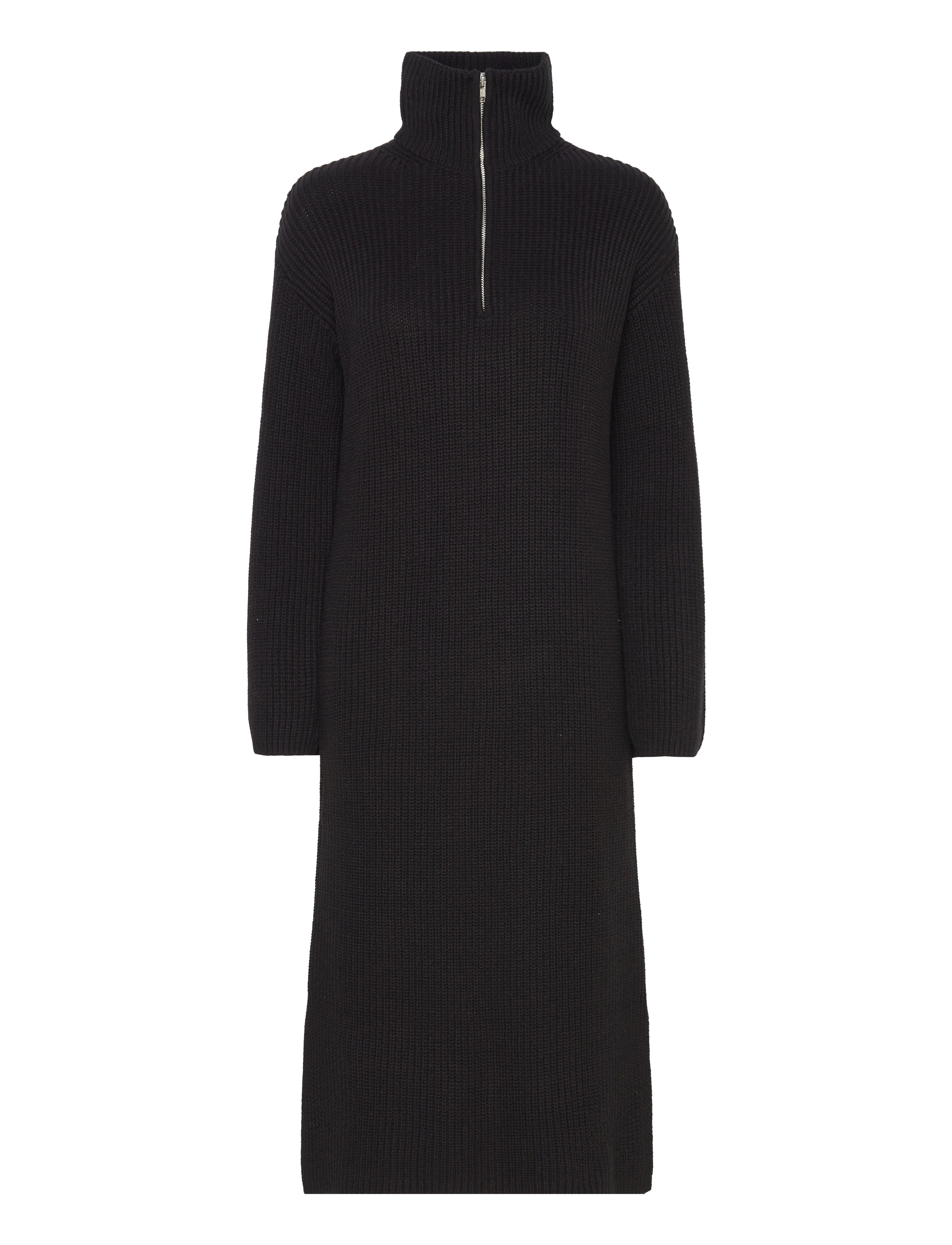 Selected - SLFBLOOMIE LS KNIT DRESS HALF ZIP - black - 1