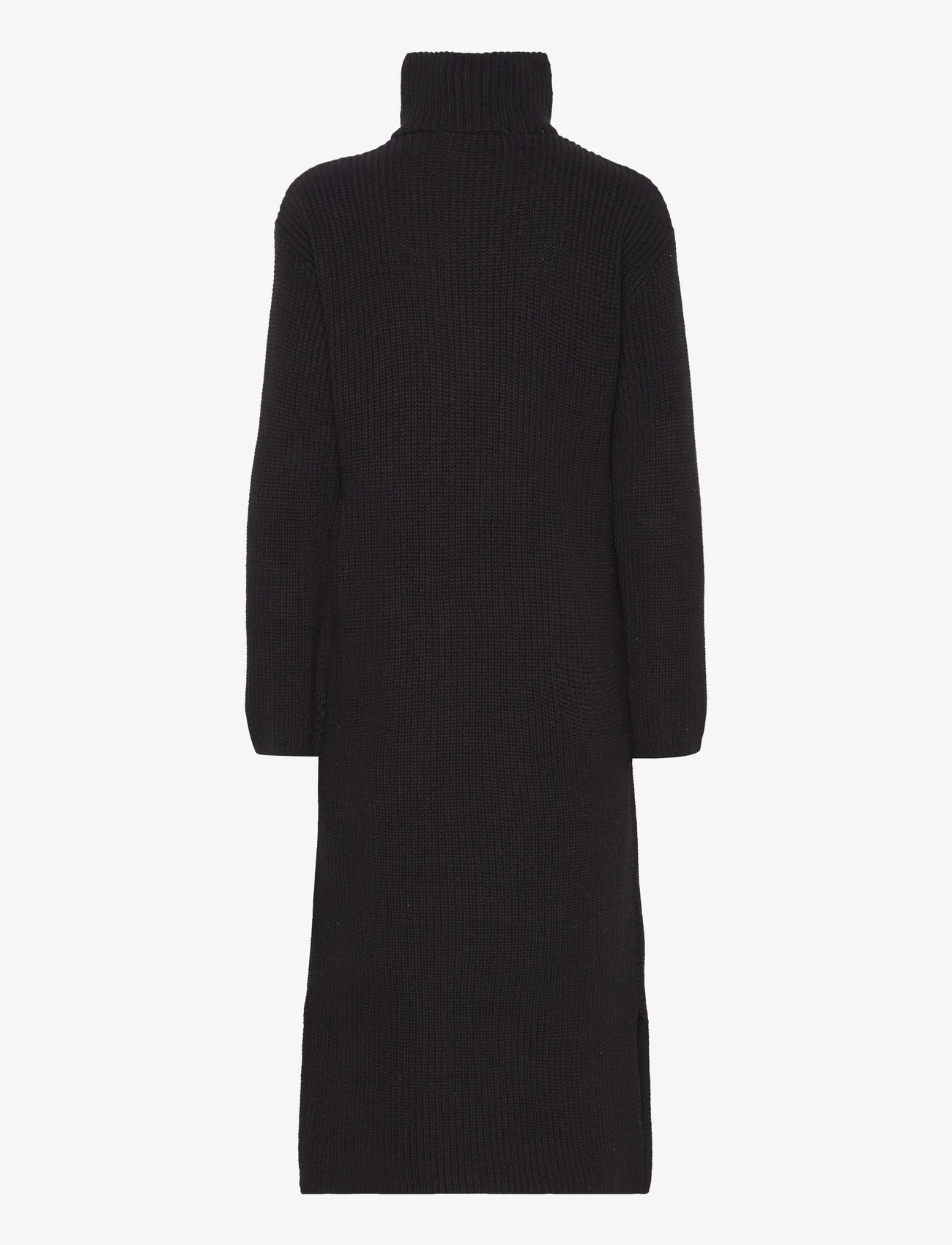 Selected Femme - SLFBLOOMIE LS KNIT DRESS HALF ZIP - adītas kleitas - black - 1