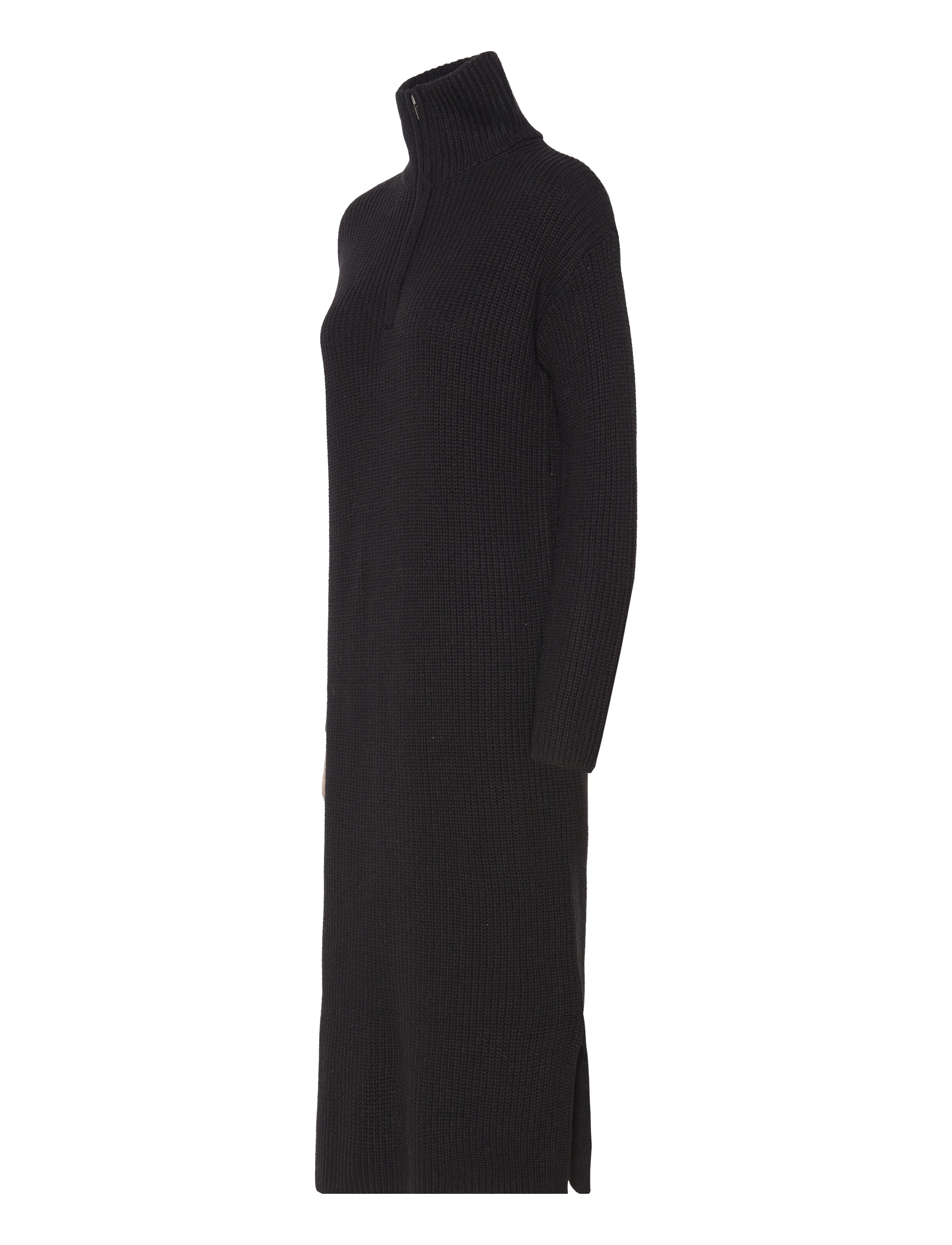 Selected - SLFBLOOMIE LS KNIT DRESS HALF ZIP - black - 3