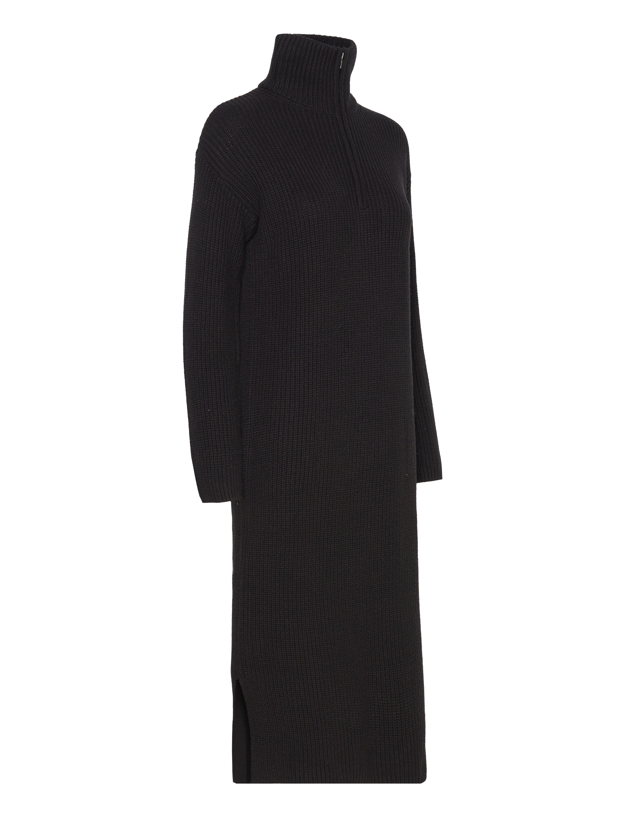 Selected - SLFBLOOMIE LS KNIT DRESS HALF ZIP - black - 4