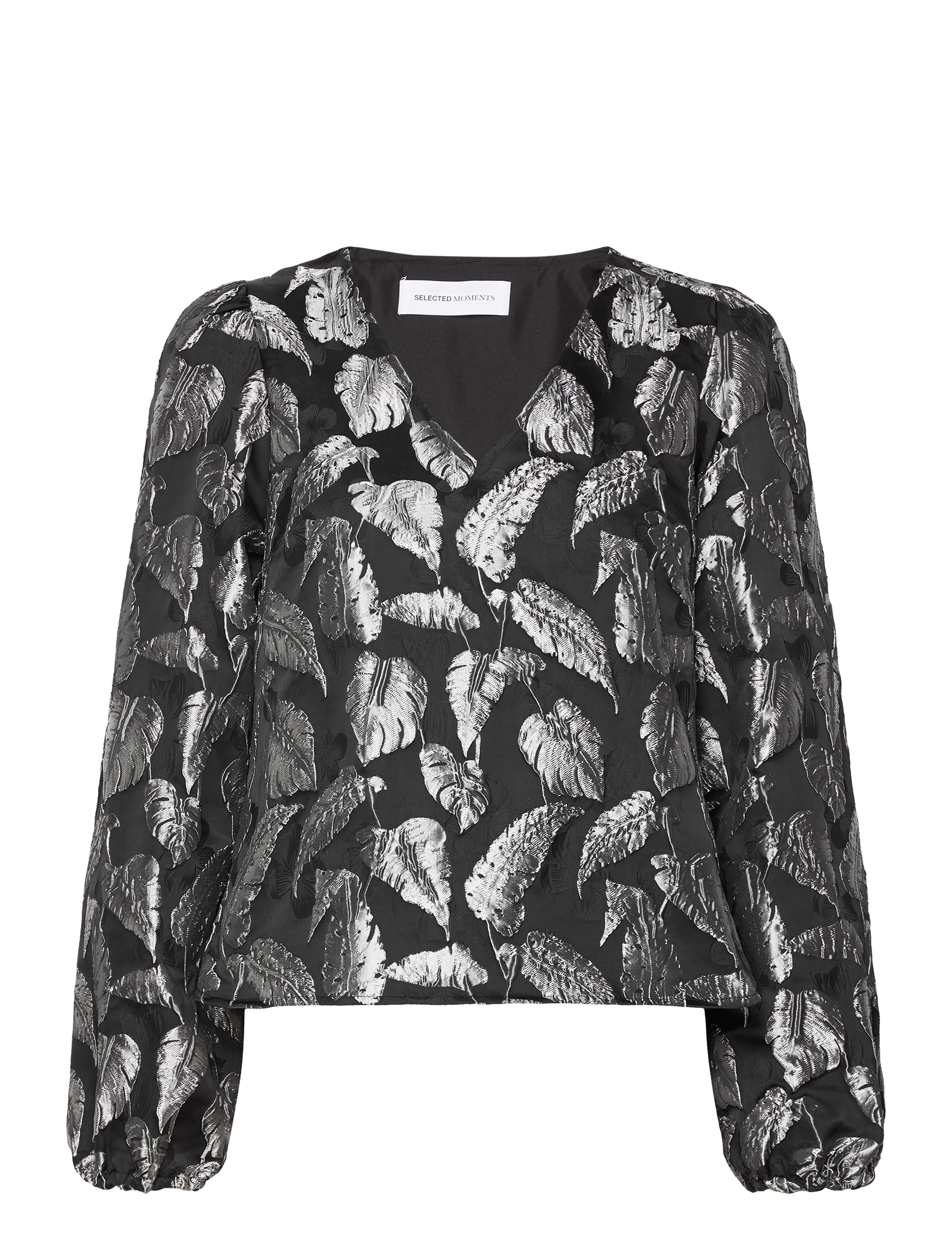SELECTED Slfpaula Silber Leaf Ls Oberteil B Schwarz - 34 - Damen