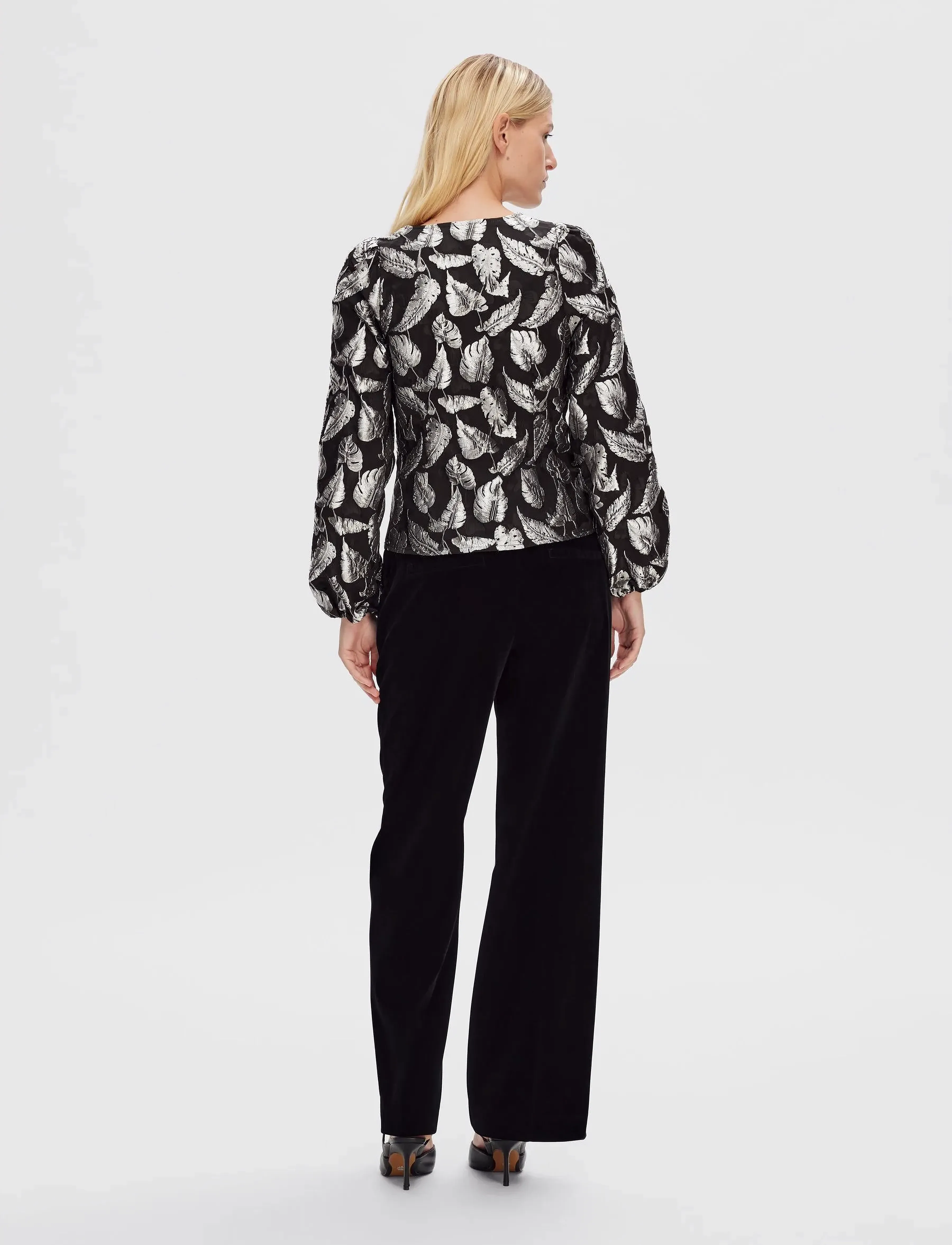 Selected - SLFPAULA SILVER LEAF LS TOP B - langærmede bluser - silver - 4