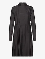 SLFALANA LS SHORT SATIN DRESS B - BLACK