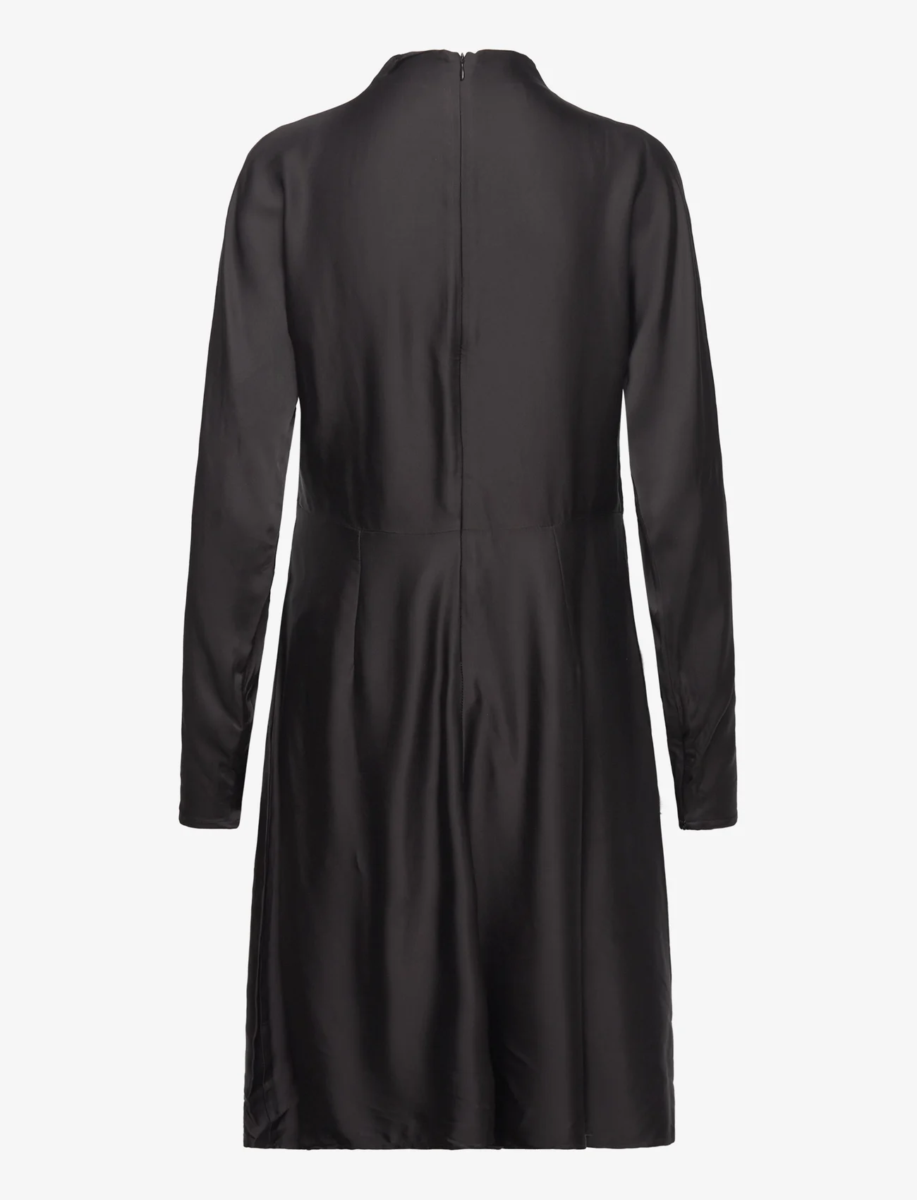 Selected Femme - SLFALANA LS SHORT SATIN DRESS B - midikjoler - black - 1