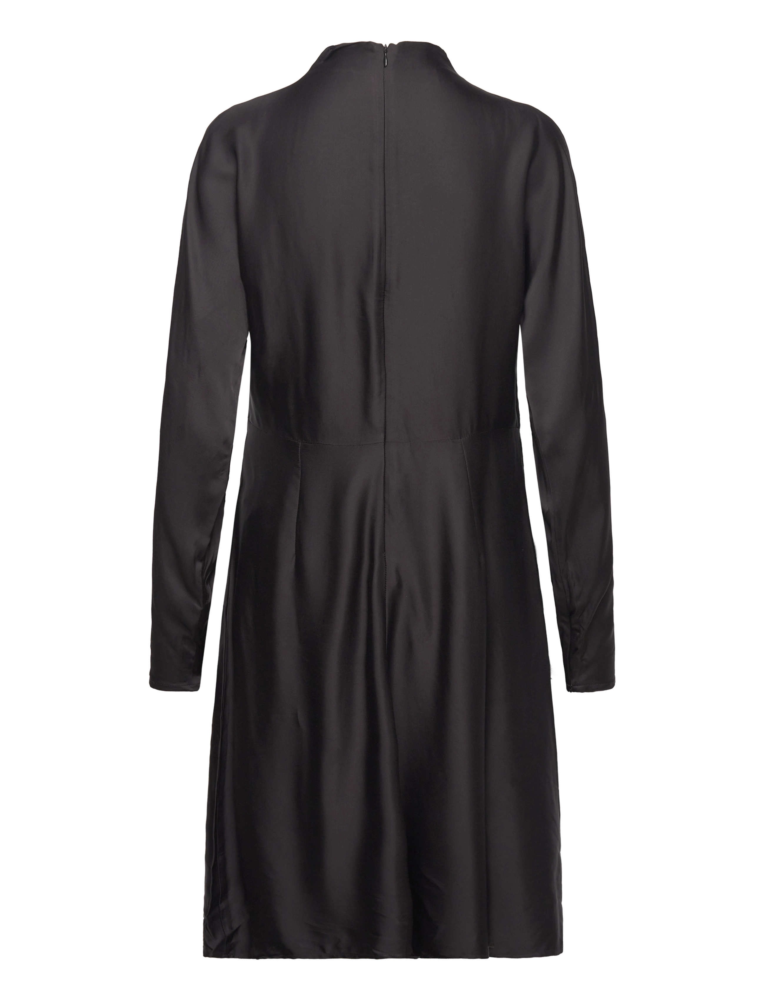 Selected - SLFALANA LS SHORT SATIN DRESS B - kurze kleider - black - 1