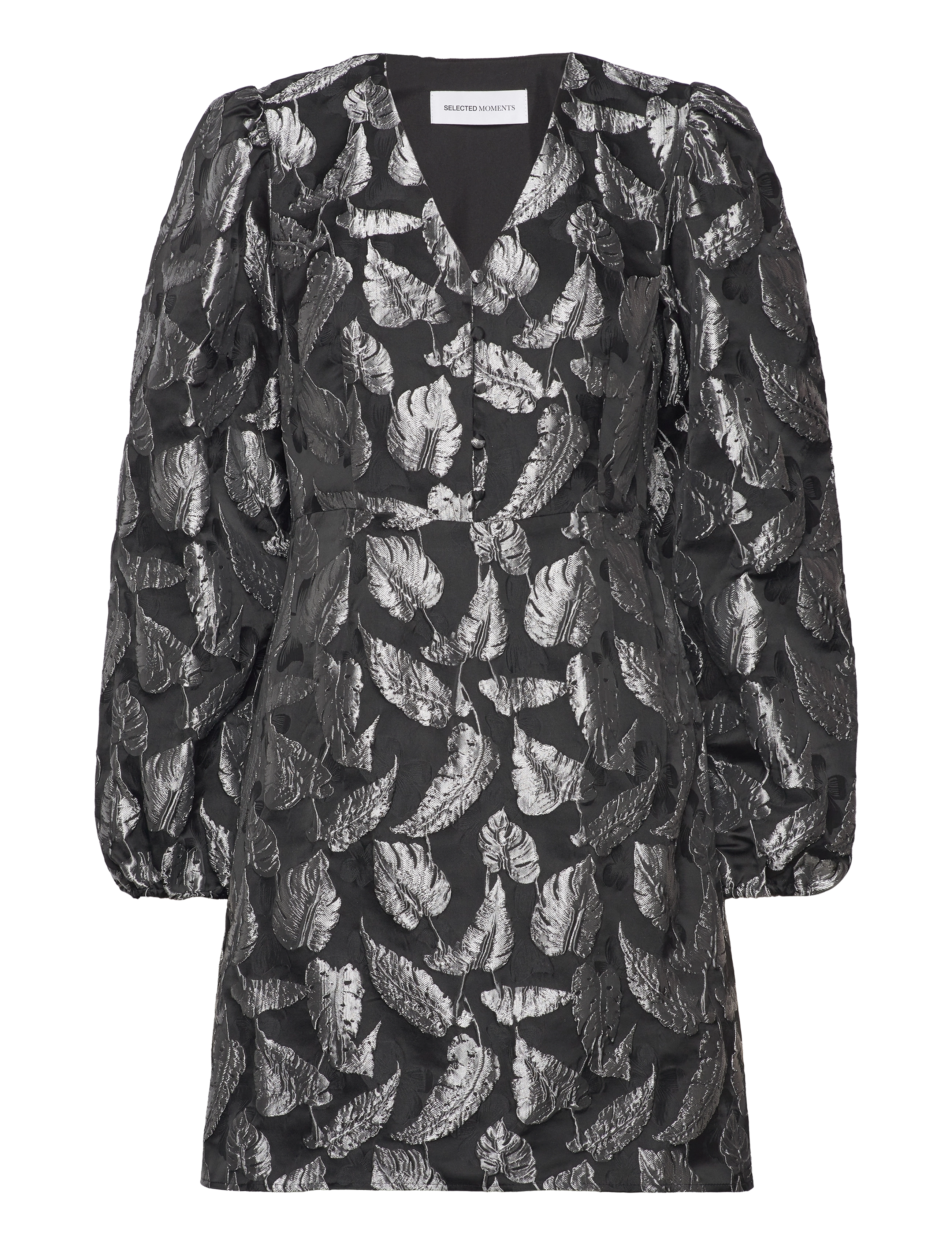 SELECTED Slfpaula Silber Leaf Ls Kurz Kleid B Silber - 38 - Damen