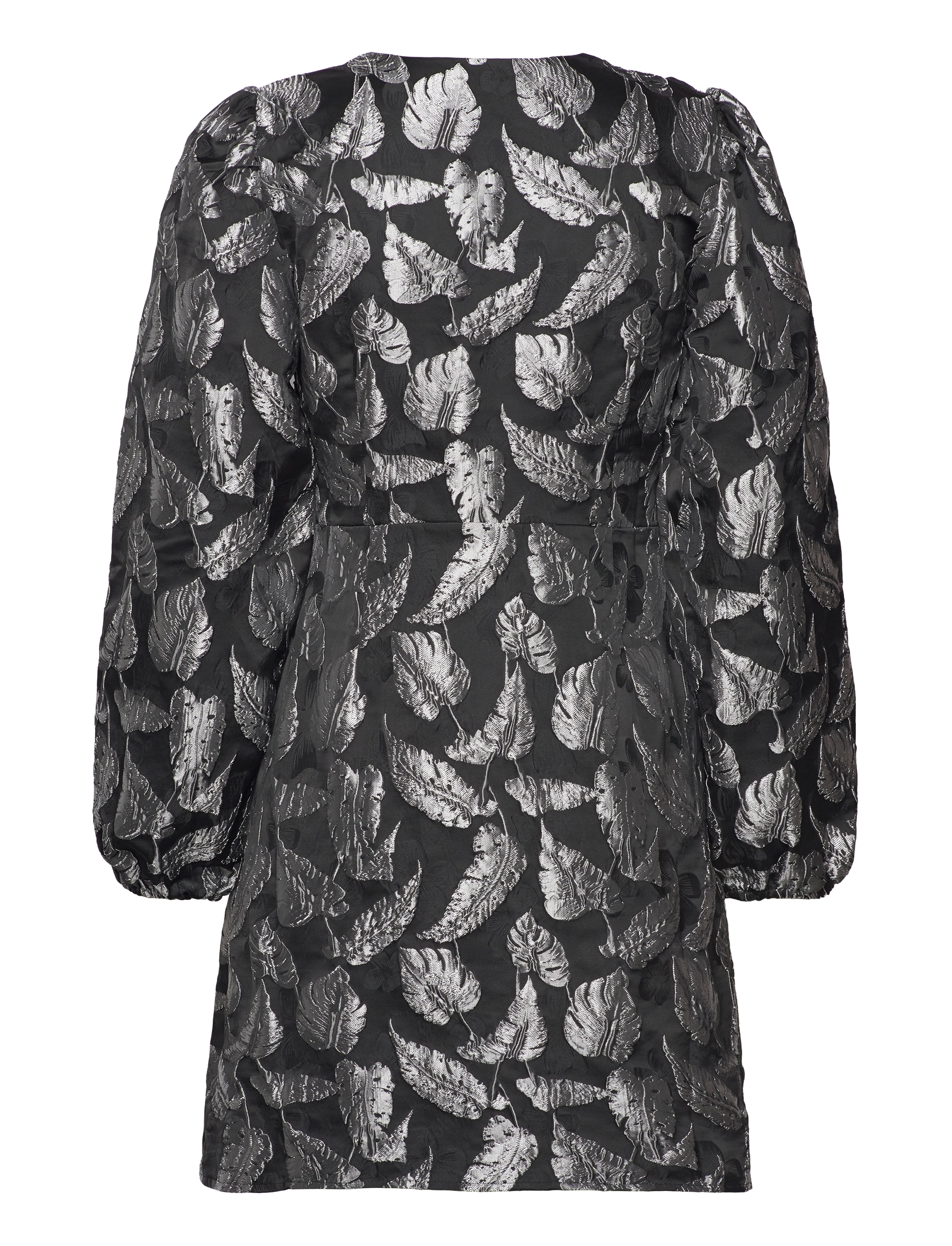Selected - SLFPAULA SILVER LEAF LS SHORT DRESS B - festkjoler - silver - 2