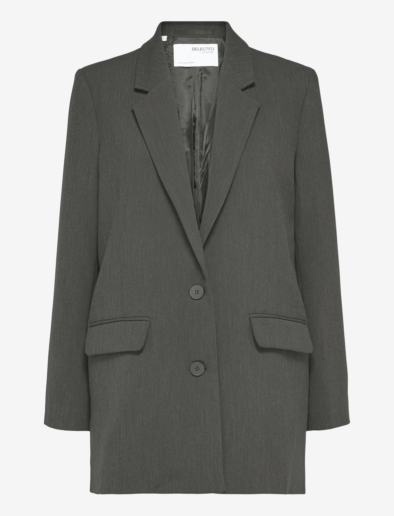 Selected - SLFRITA LS RELAXED BLAZER DGM NOOS - enkelknäppta kavajer - dark grey melange - 1