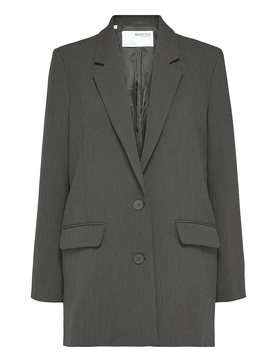 Selected - SLWRITA LS RELAXED BLAZER DGM NOOS - blazers met één knopenrij - dark grey melange - 1