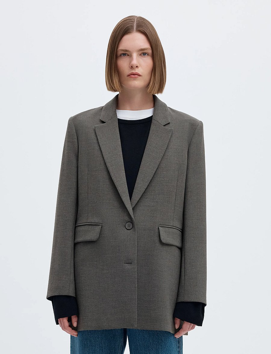 Selected - SLWRITA LS RELAXED BLAZER DGM NOOS - Üherealised pintsakud - dark grey melange - 0