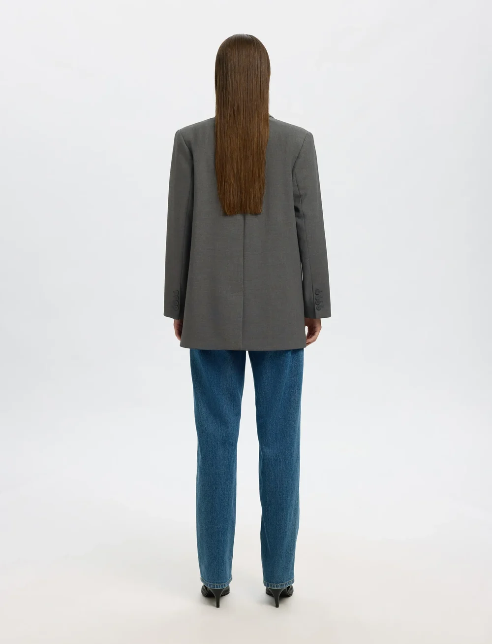 Selected - SLFRITA LS RELAXED BLAZER DGM NOOS - enkeltradede blazere - dark grey melange - 2