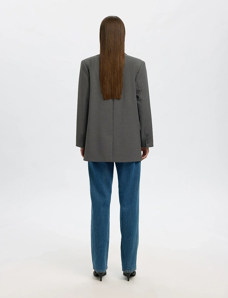 Selected - SLWRITA LS RELAXED BLAZER DGM NOOS - blazers met één knopenrij - dark grey melange - 2