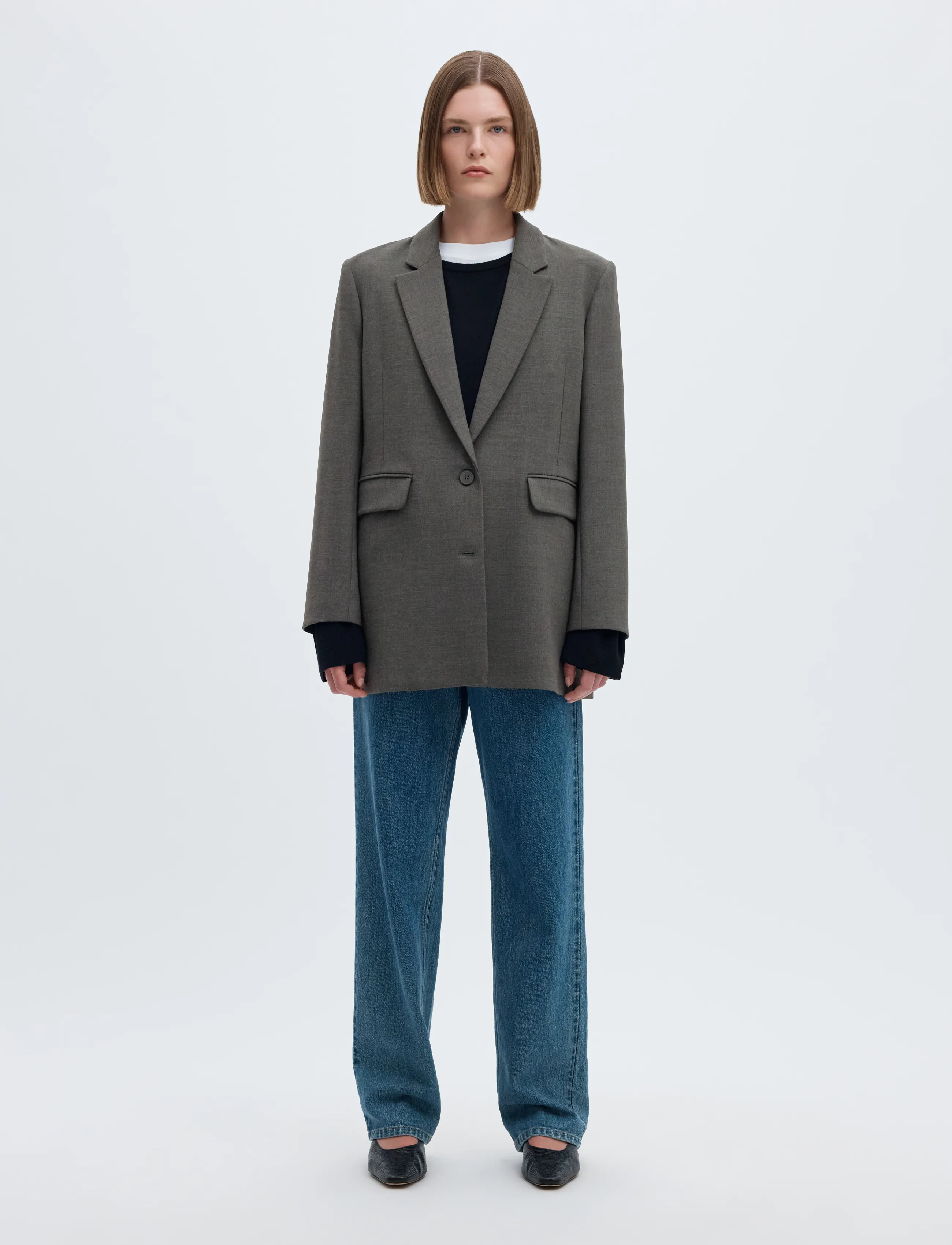 Selected - SLWRITA LS RELAXED BLAZER DGM NOOS - Üherealised pintsakud - dark grey melange - 3