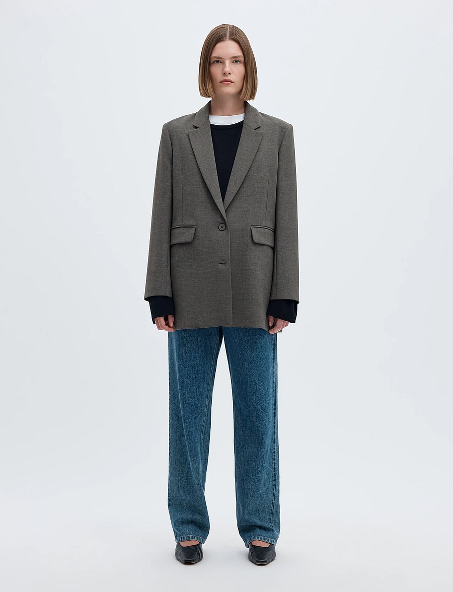 Selected - SLWRITA LS RELAXED BLAZER DGM NOOS - Üherealised pintsakud - dark grey melange - 3