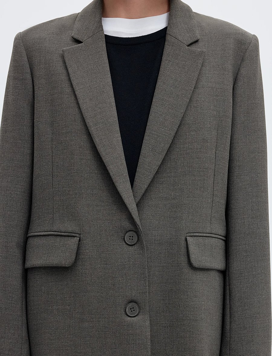 Selected - SLWRITA LS RELAXED BLAZER DGM NOOS - Üherealised pintsakud - dark grey melange - 4