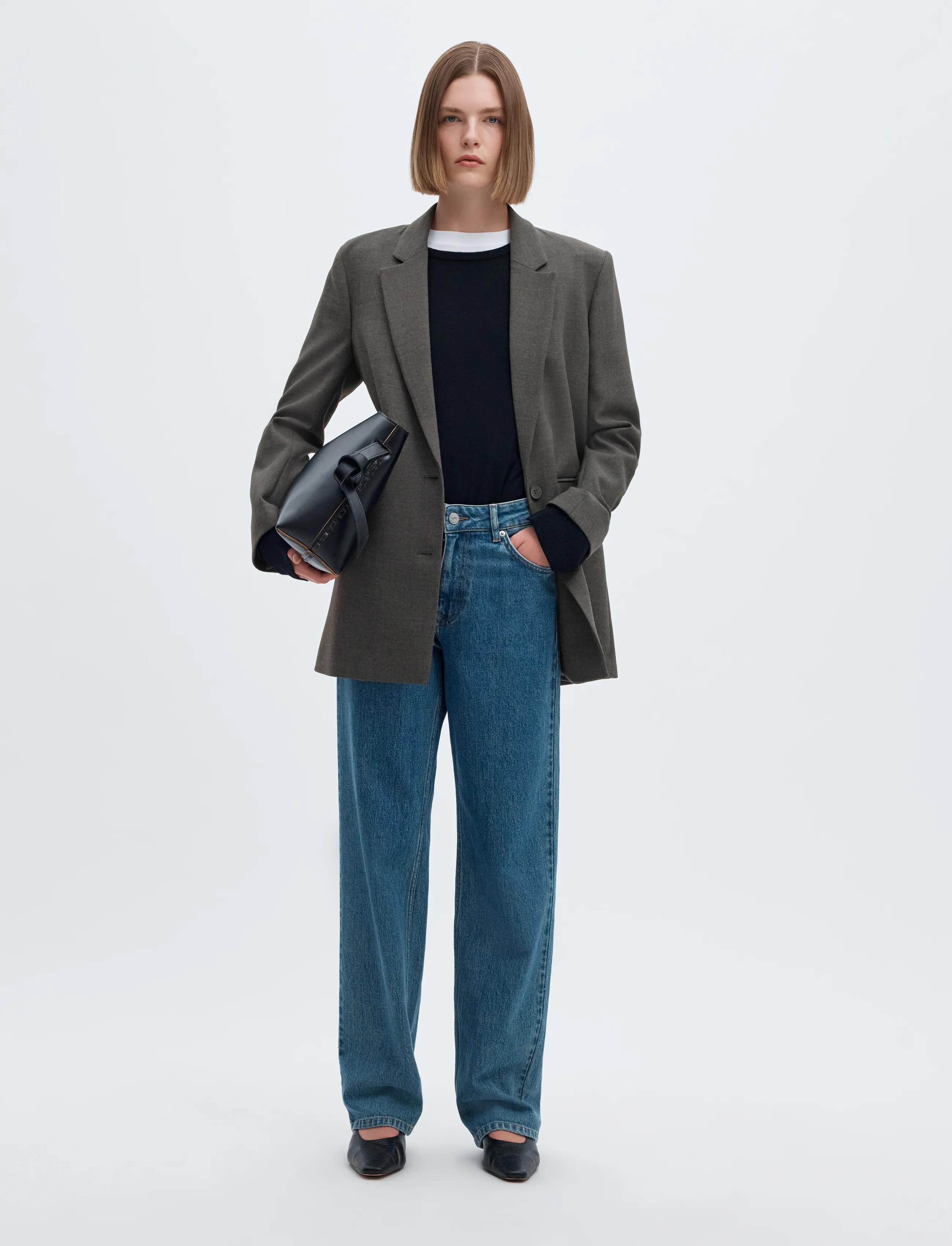 Selected - SLWRITA LS RELAXED BLAZER DGM NOOS - Üherealised pintsakud - dark grey melange - 5