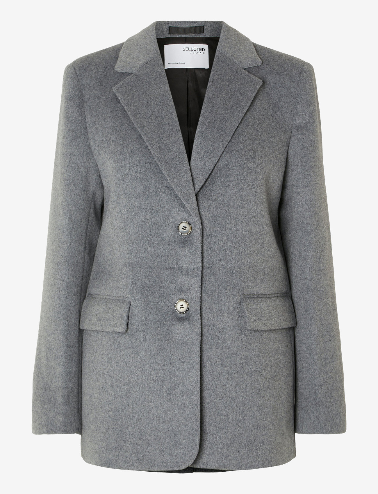 Selected - SLFSASJA WOOL BLAZER B - einreihige blazer - light grey melange - 0