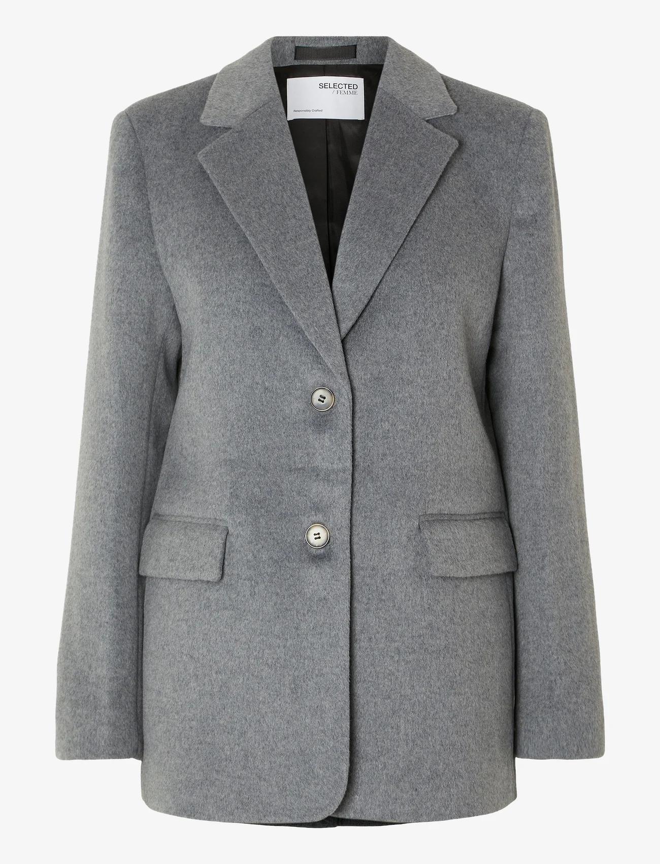 Selected Femme - SLFSASJA WOOL BLAZER B - vakarėlių drabužiai išparduotuvių kainomis - light grey melange - 0