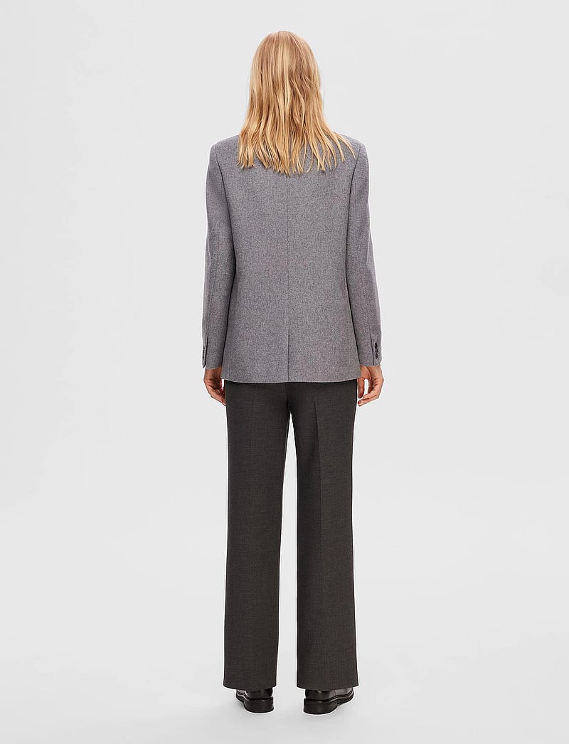 Selected - SLFSASJA WOOL BLAZER B - Ühes joones nööpidega bleiserid - light grey melange - 3