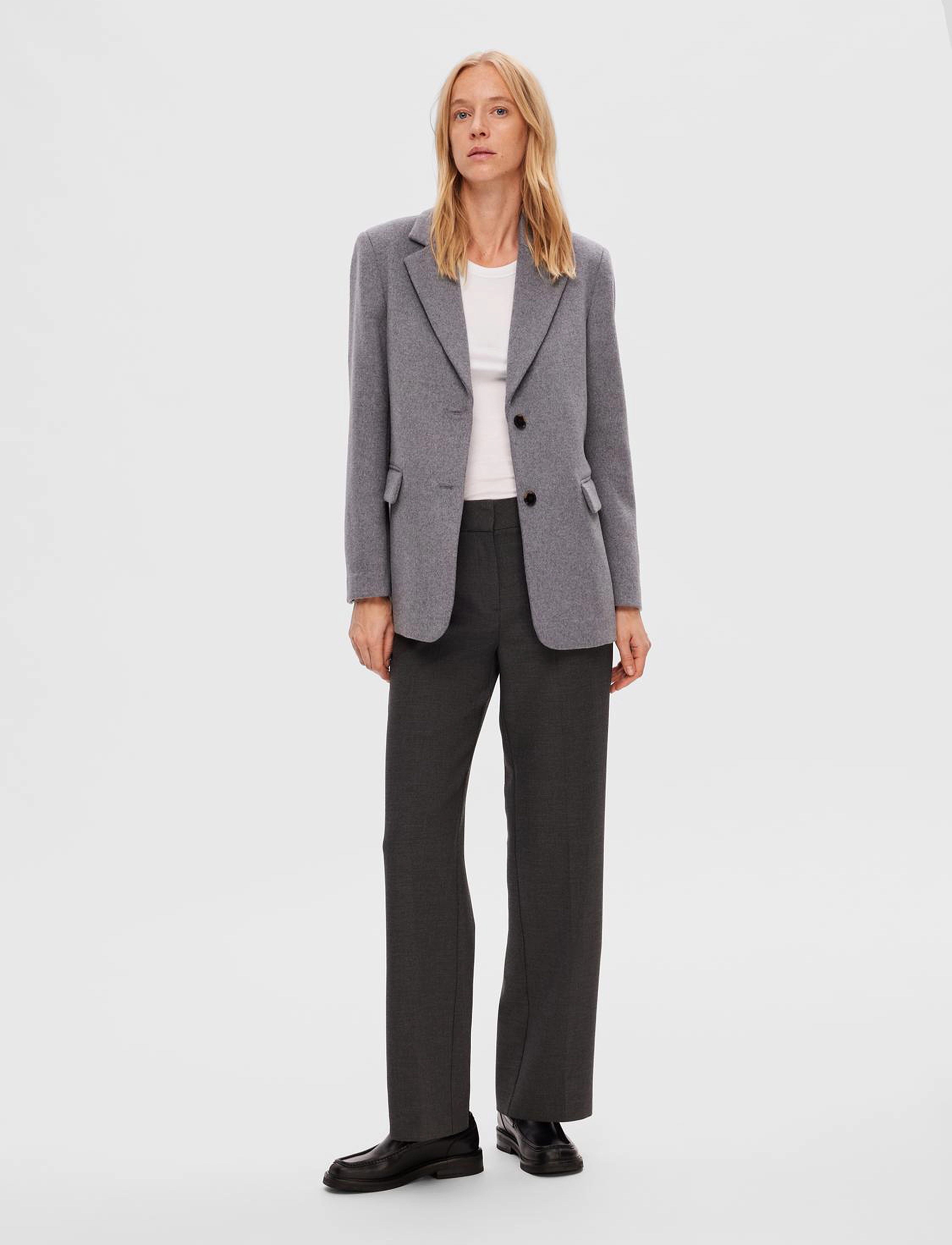 Selected - SLFSASJA WOOL BLAZER B - festtøj til outletpriser - light grey melange - 4