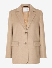 Selected Femme - SLFSASJA WOOL BLAZER B - vakarėlių drabužiai išparduotuvių kainomis - sandshell - 0